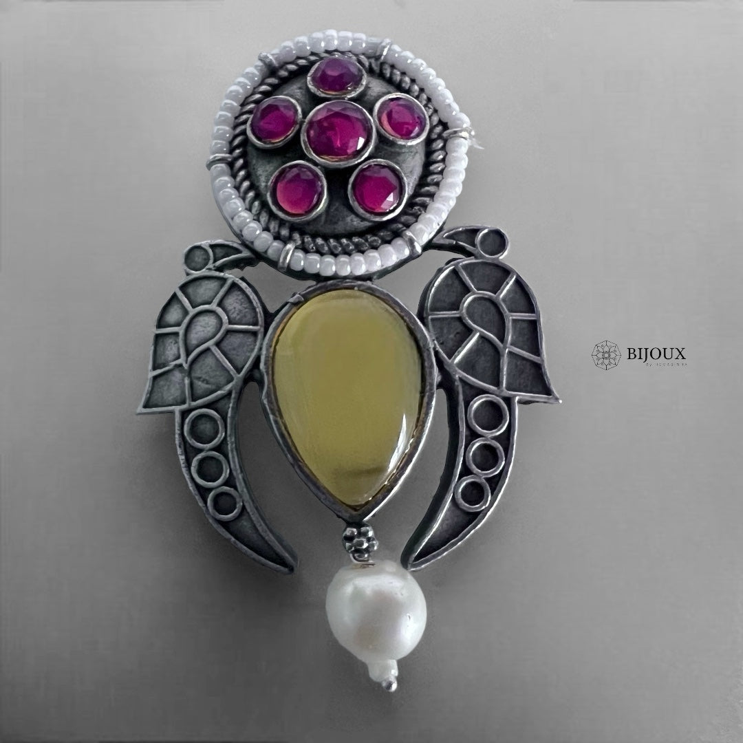 JACKIE MONALISA FAUX SILVER SEMI HANDMADE BRASS RAW AND RUSTIC EARRINGS ER360