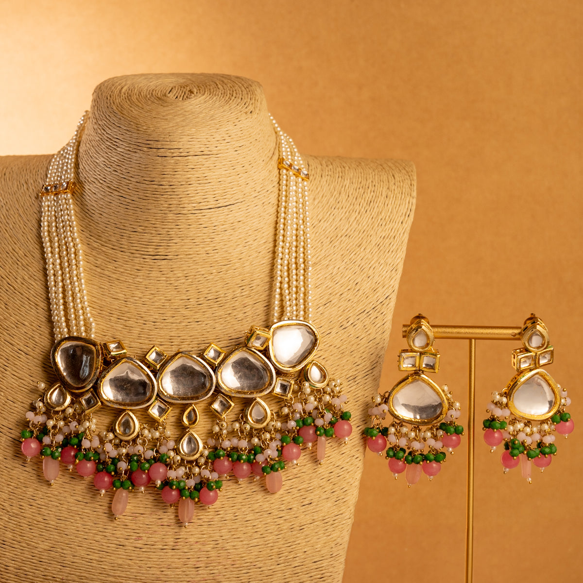 VERDHANA KUNDAN BRIDAL BEADED HANDMADE RAW ANTIQUE NECKPIECE NECKLACE NL69