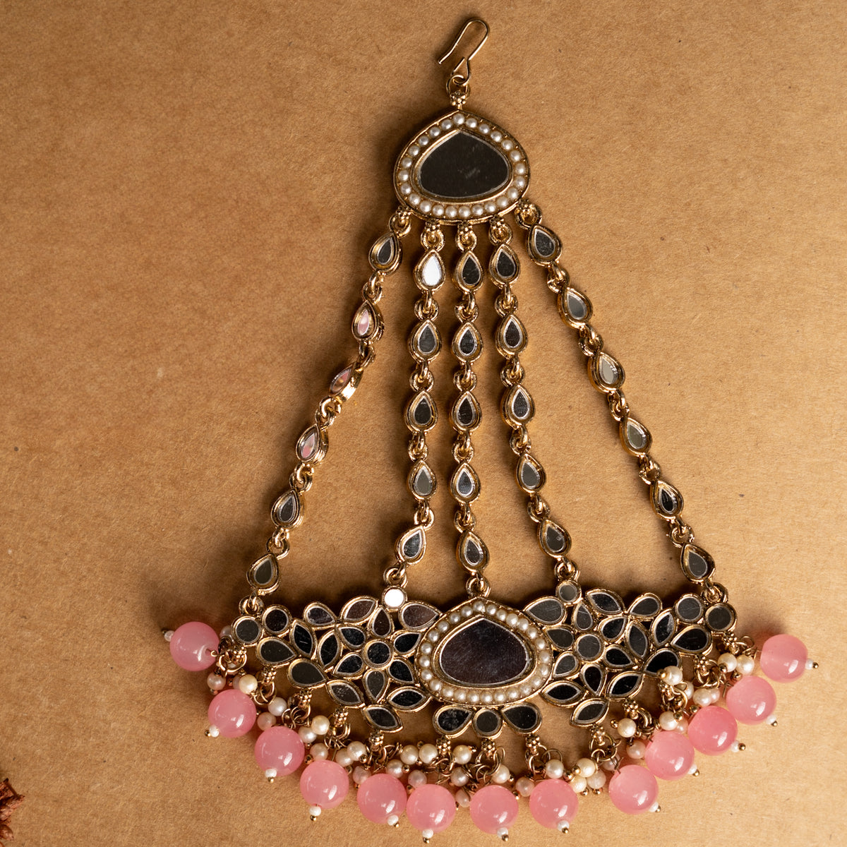 THILAPI MIRROR SEMI HANDMADE NECKLACE WITH EARRING ,TIKKA AND JHUMAR NL219