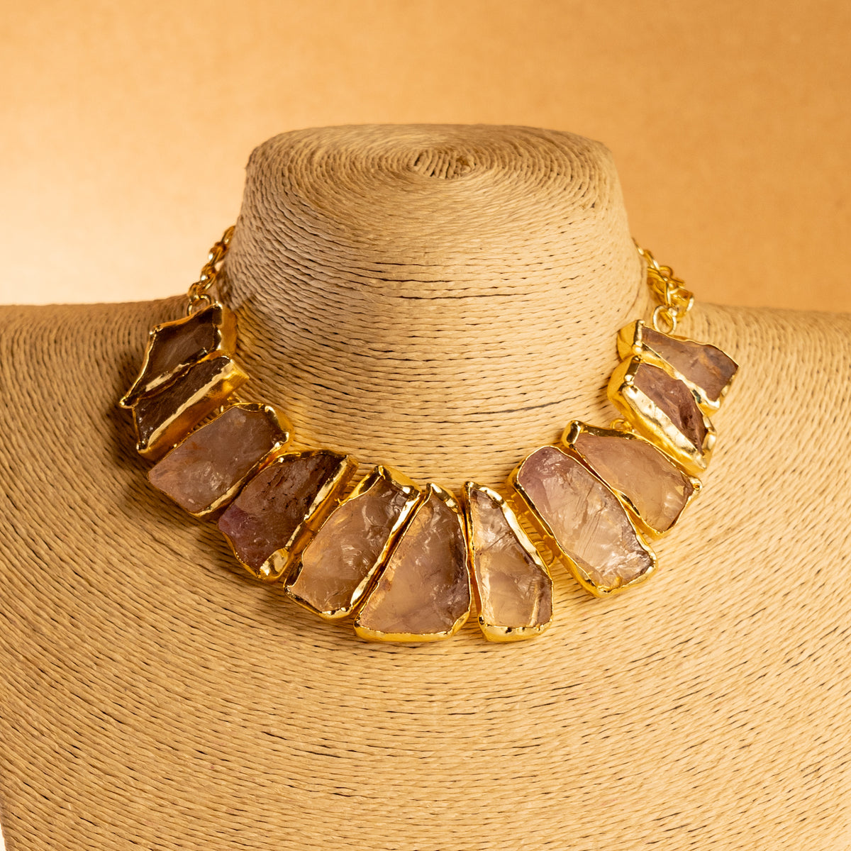 CHINTU RAW STONE HANDMADE GOLD TONED RAW AND RUSTIC FINISH NECKLACE NL81