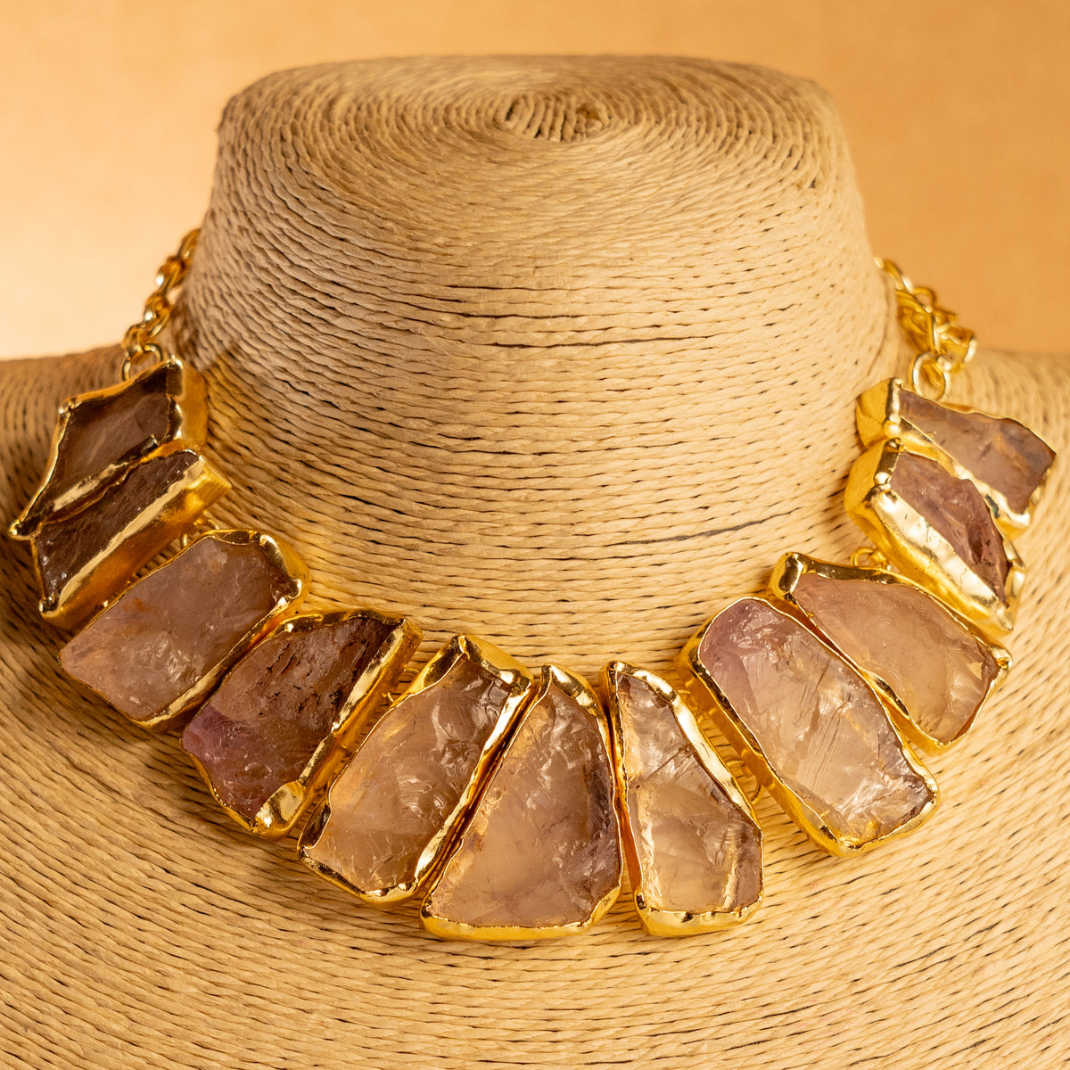 CHINTU RAW STONE HANDMADE GOLD TONED RAW AND RUSTIC FINISH NECKLACE NL81