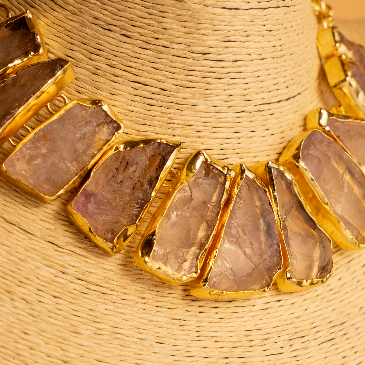 CHINTU RAW STONE HANDMADE GOLD TONED RAW AND RUSTIC FINISH NECKLACE NL81