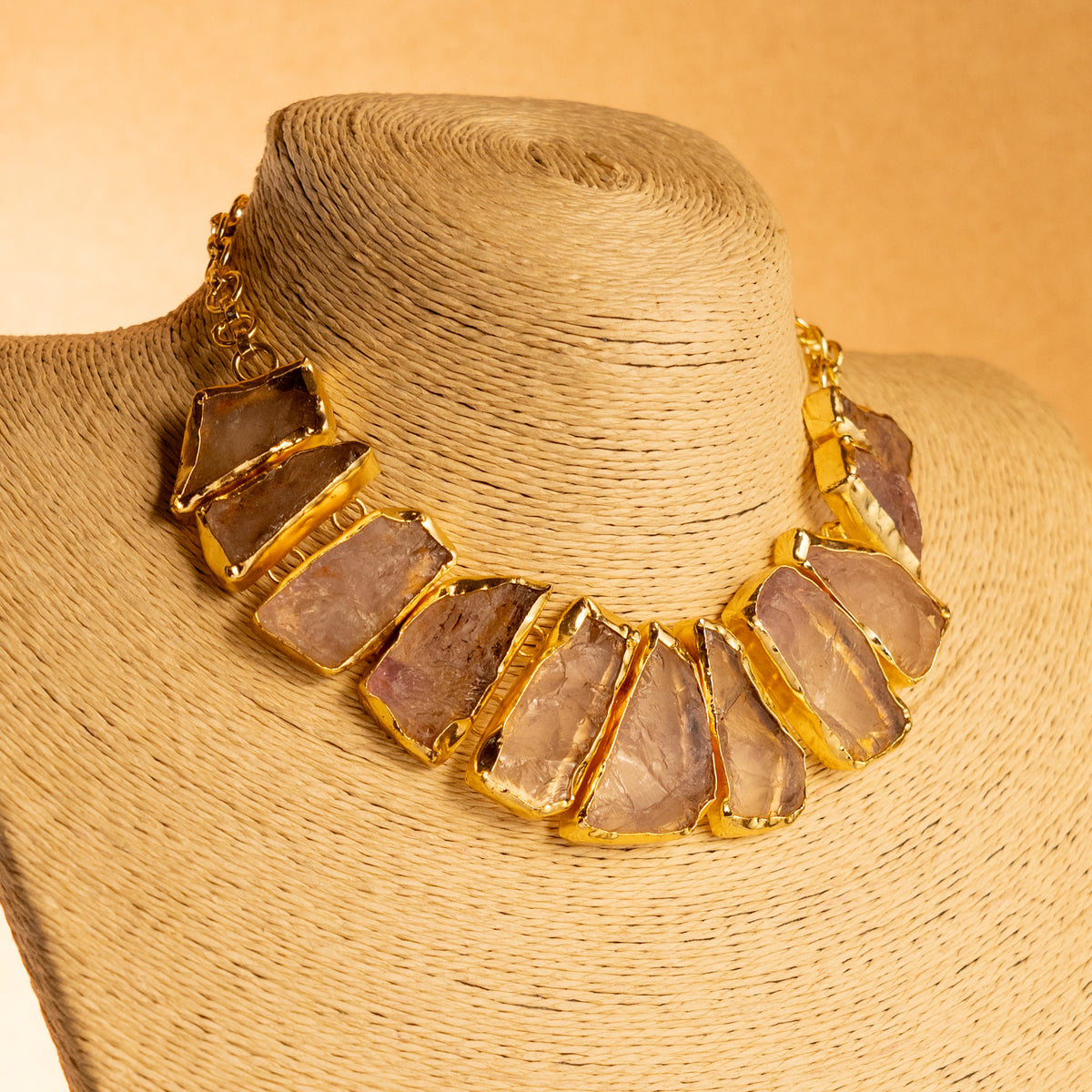 CHINTU RAW STONE HANDMADE GOLD TONED RAW AND RUSTIC FINISH NECKLACE NL81