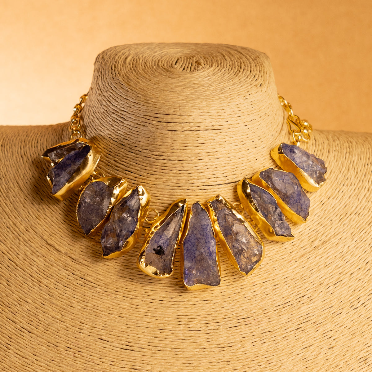 CHINTU RAW STONE HANDMADE GOLD TONED RAW AND RUSTIC FINISH NECKLACE NL81