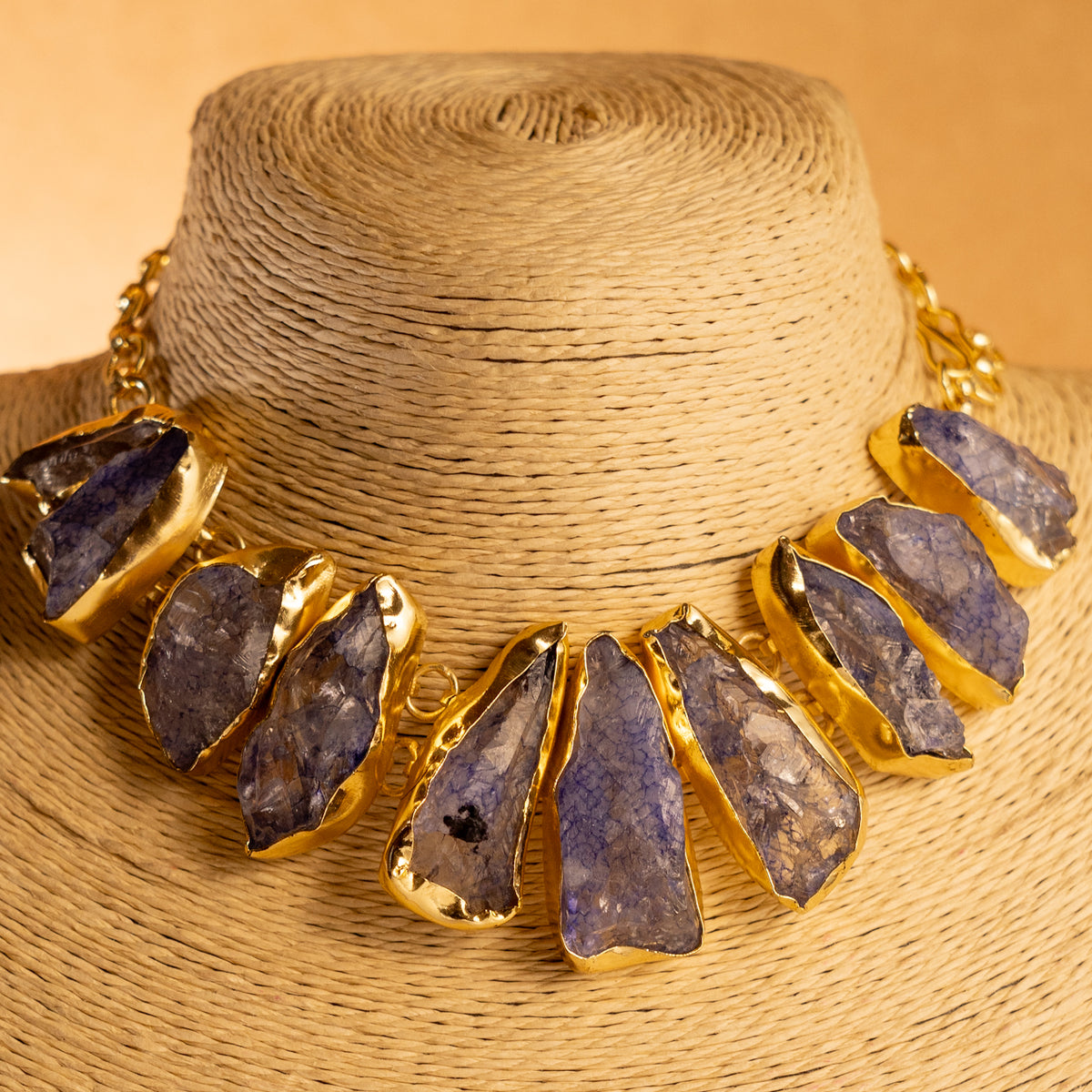 CHINTU RAW STONE HANDMADE GOLD TONED RAW AND RUSTIC FINISH NECKLACE NL81