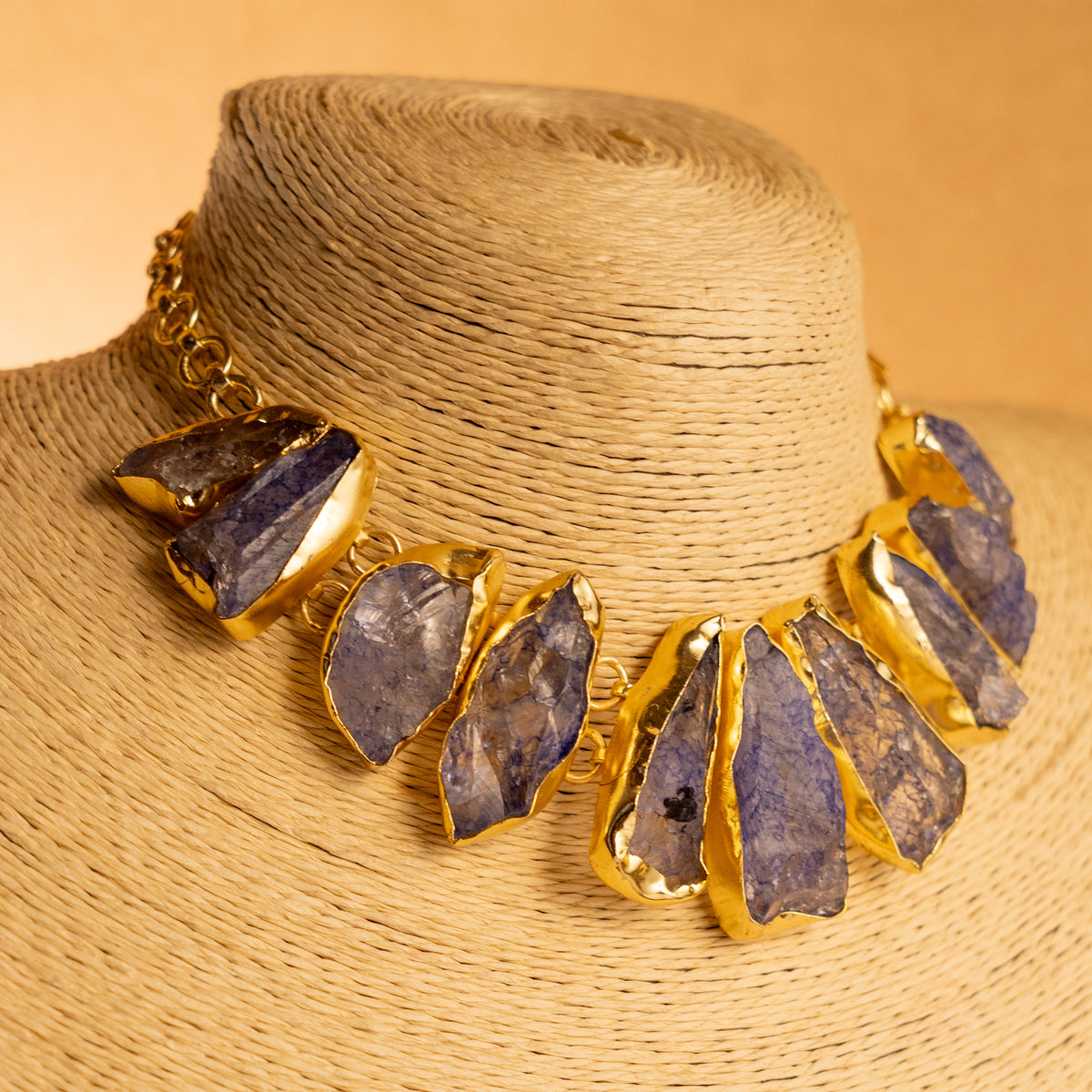 CHINTU RAW STONE HANDMADE GOLD TONED RAW AND RUSTIC FINISH NECKLACE NL81