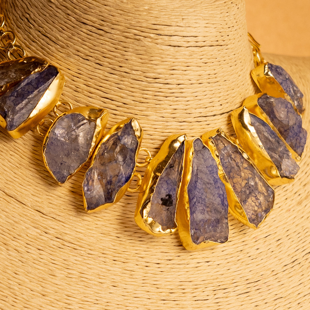 CHINTU RAW STONE HANDMADE GOLD TONED RAW AND RUSTIC FINISH NECKLACE NL81