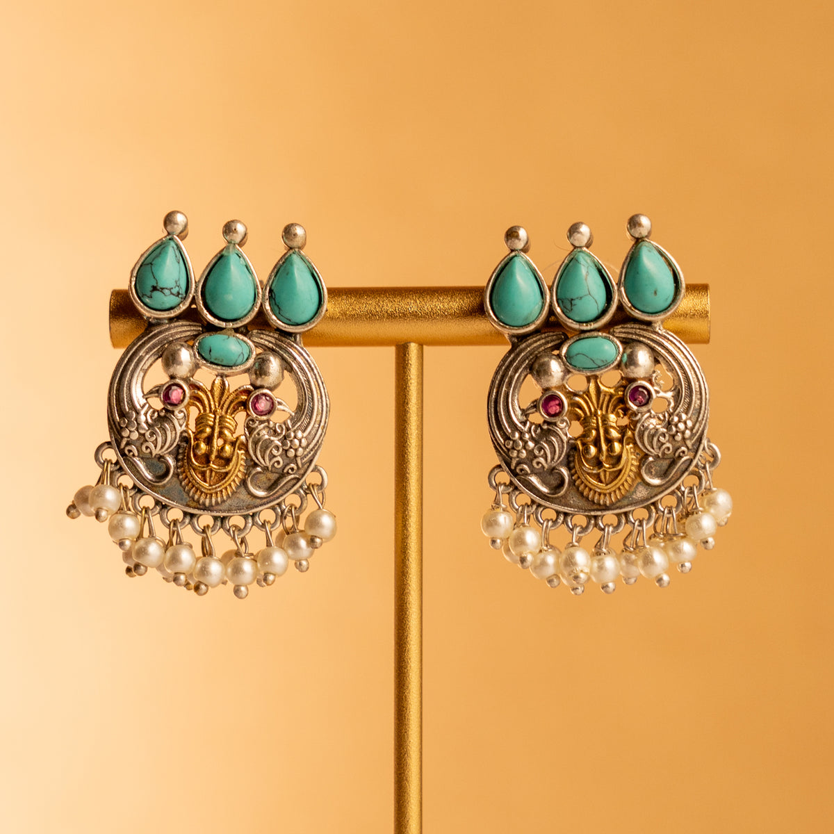 VIKIRA FAUX SILVER PREMIUM SEMI HANDMADE NECKLACE WITH EARRINGS NL128