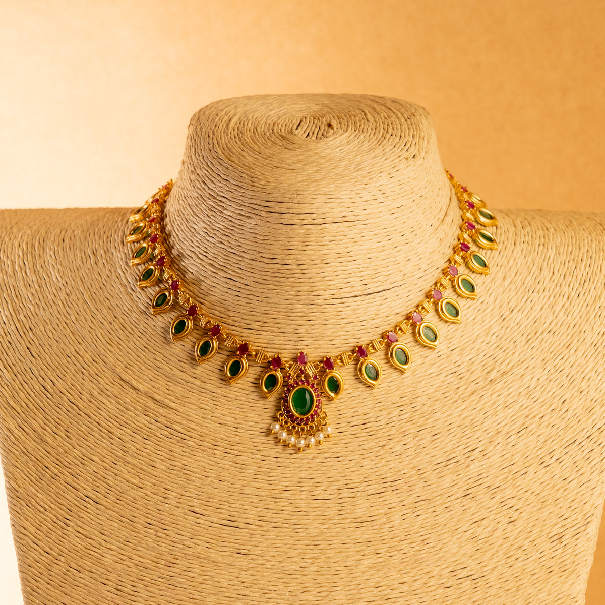 RADHA GOLD TONED ANTIQUE FINISH NECKLACE WITH EARRINGS NL169