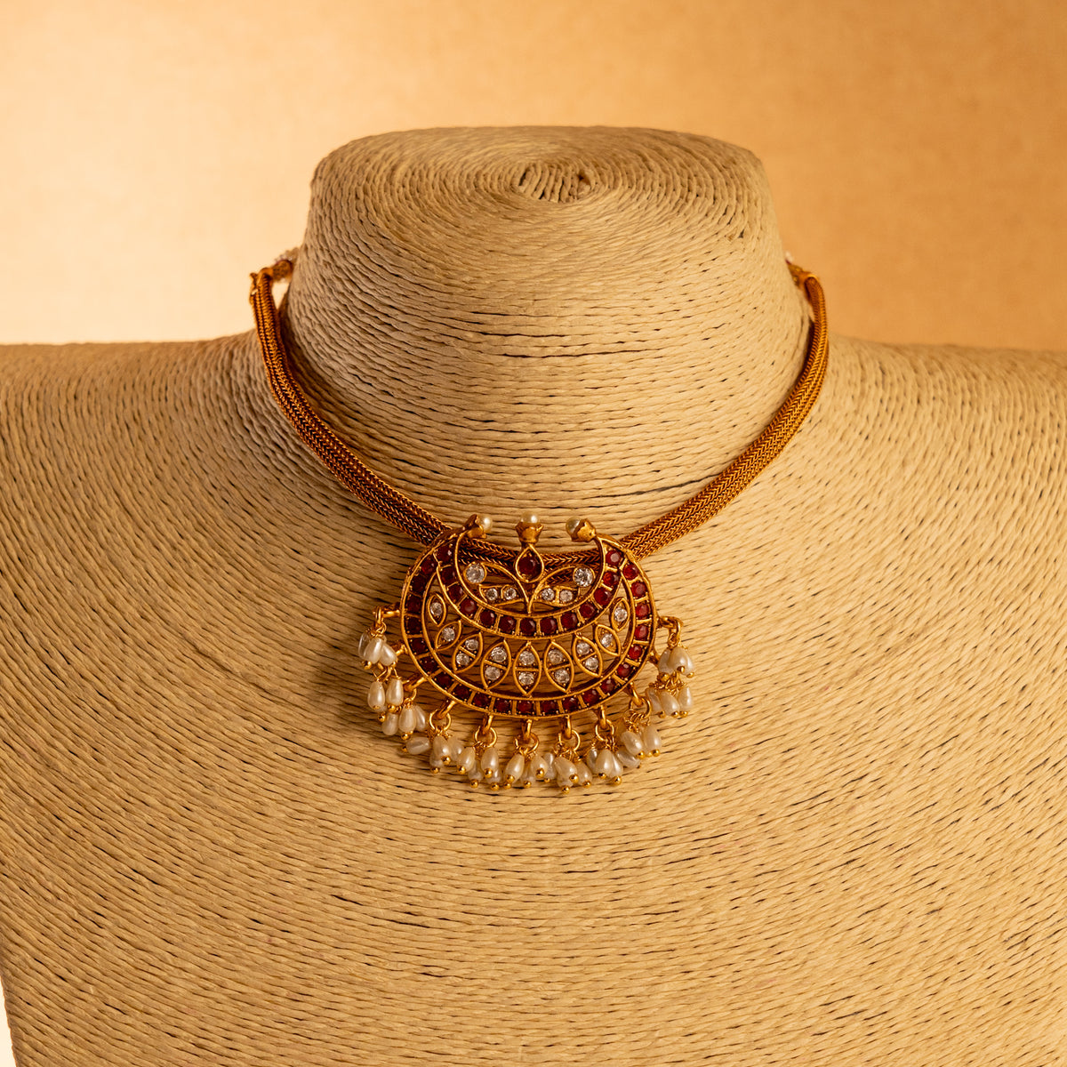 PADMA ATTIYAL GOLD TONED ANTIQUE FINISH NECKLACE WITH EARRINGS NL167