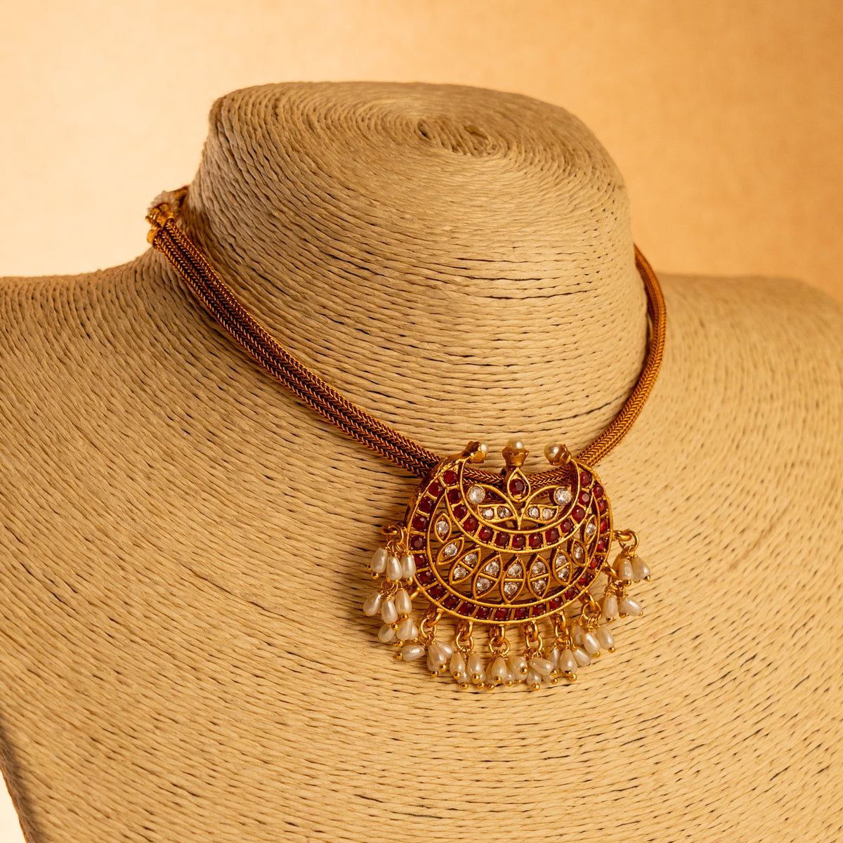 PADMA ATTIYAL GOLD TONED ANTIQUE FINISH NECKLACE WITH EARRINGS NL167