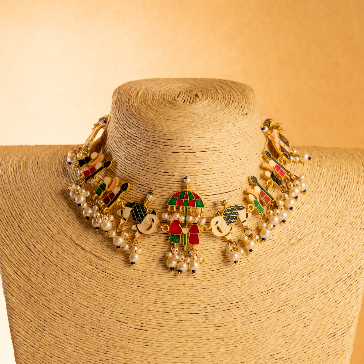 RAKITHA ENAMELPEARL HANDMADE AND HAND PAINTED NECKPIECE NECKLACE NL60