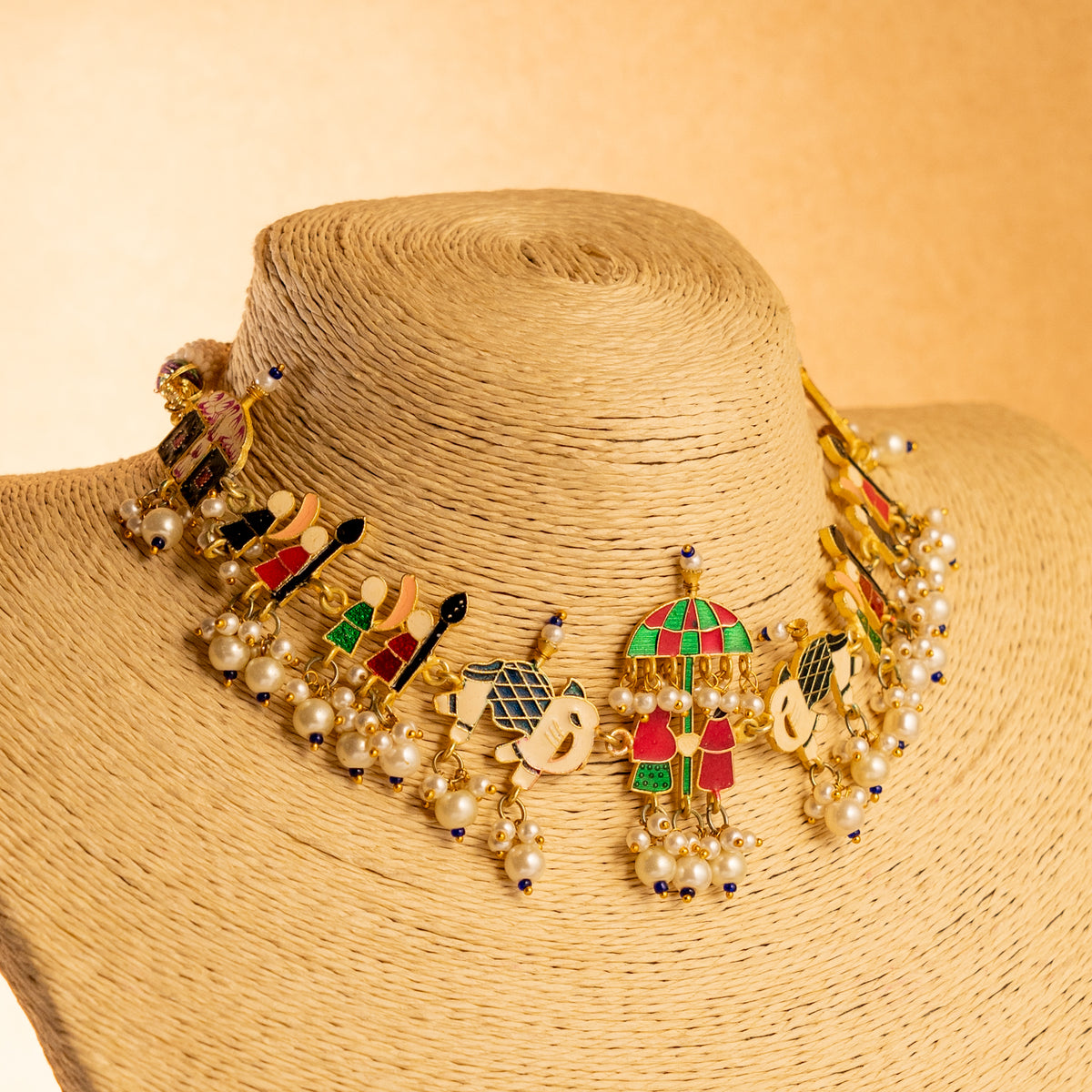 RAKITHA ENAMELPEARL HANDMADE AND HAND PAINTED NECKPIECE NECKLACE NL60