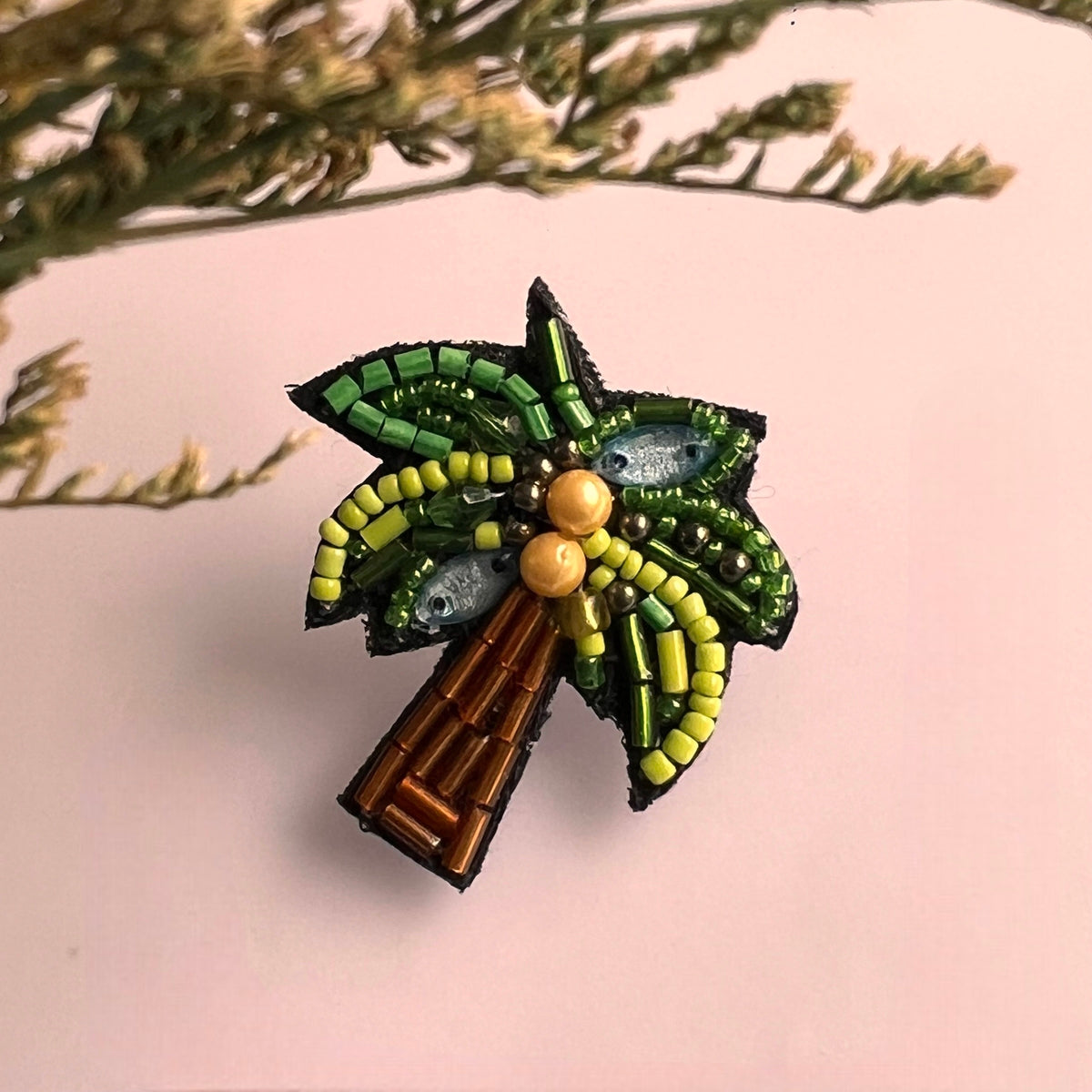 GREEN GLINT FABRIC AND BEADS HANDMADE EARRING ER585