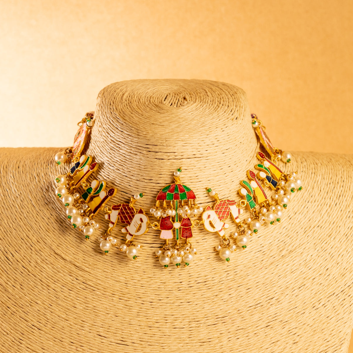 RAKITHA ENAMELPEARL HANDMADE AND HAND PAINTED NECKPIECE NECKLACE NL60