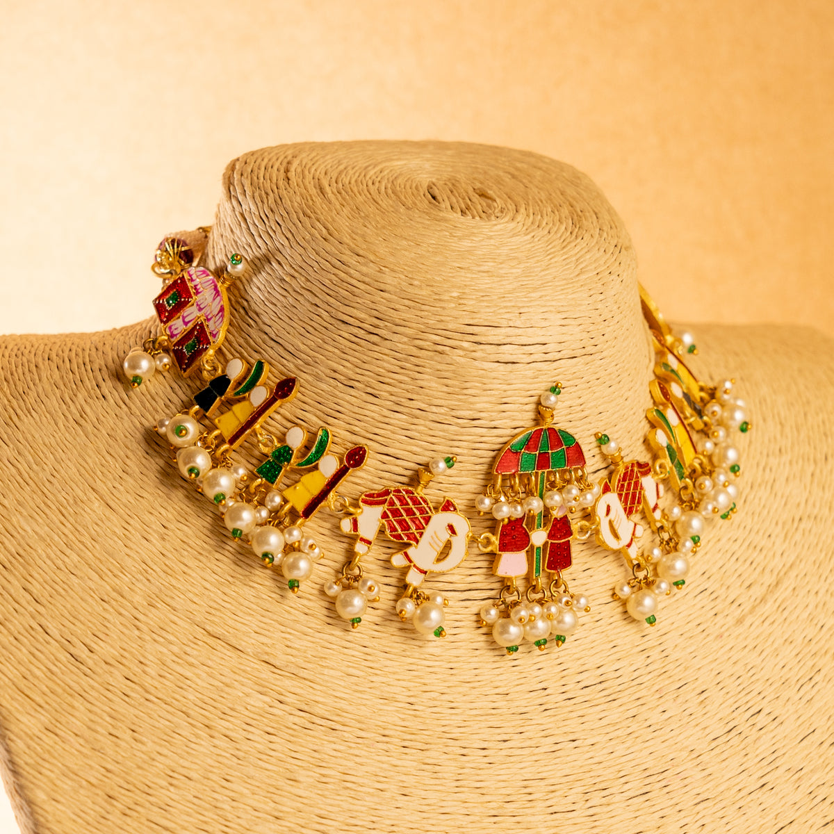 RAKITHA ENAMELPEARL HANDMADE AND HAND PAINTED NECKPIECE NECKLACE NL60