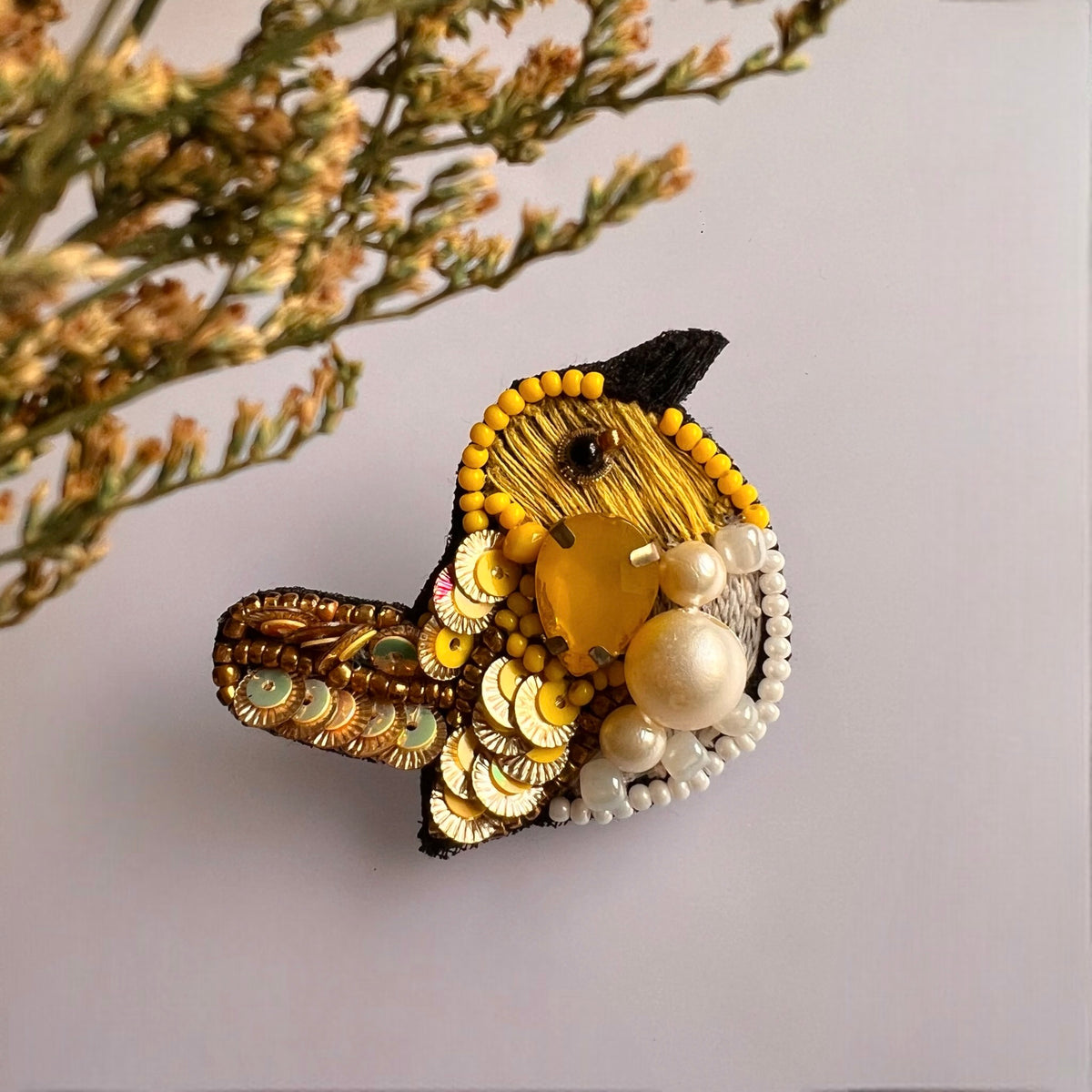 FEATHERLUKE  FABRIC AND BEADS HAND STITCHED EARRING ER587