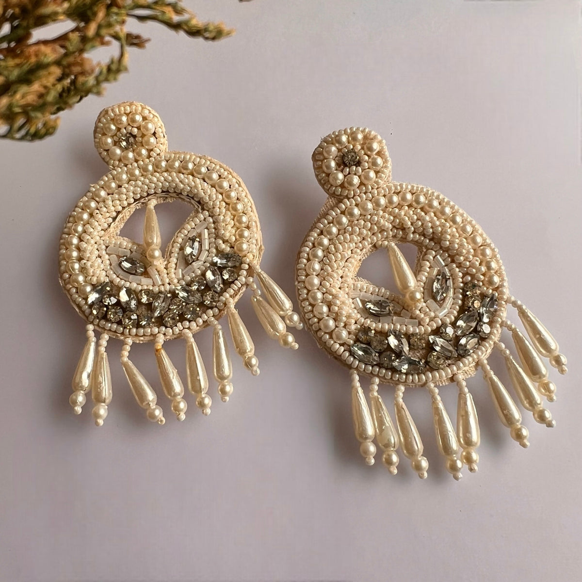 LUSH FLUTTER FABRIC AND BEADS HANDMADE EARRING ER590