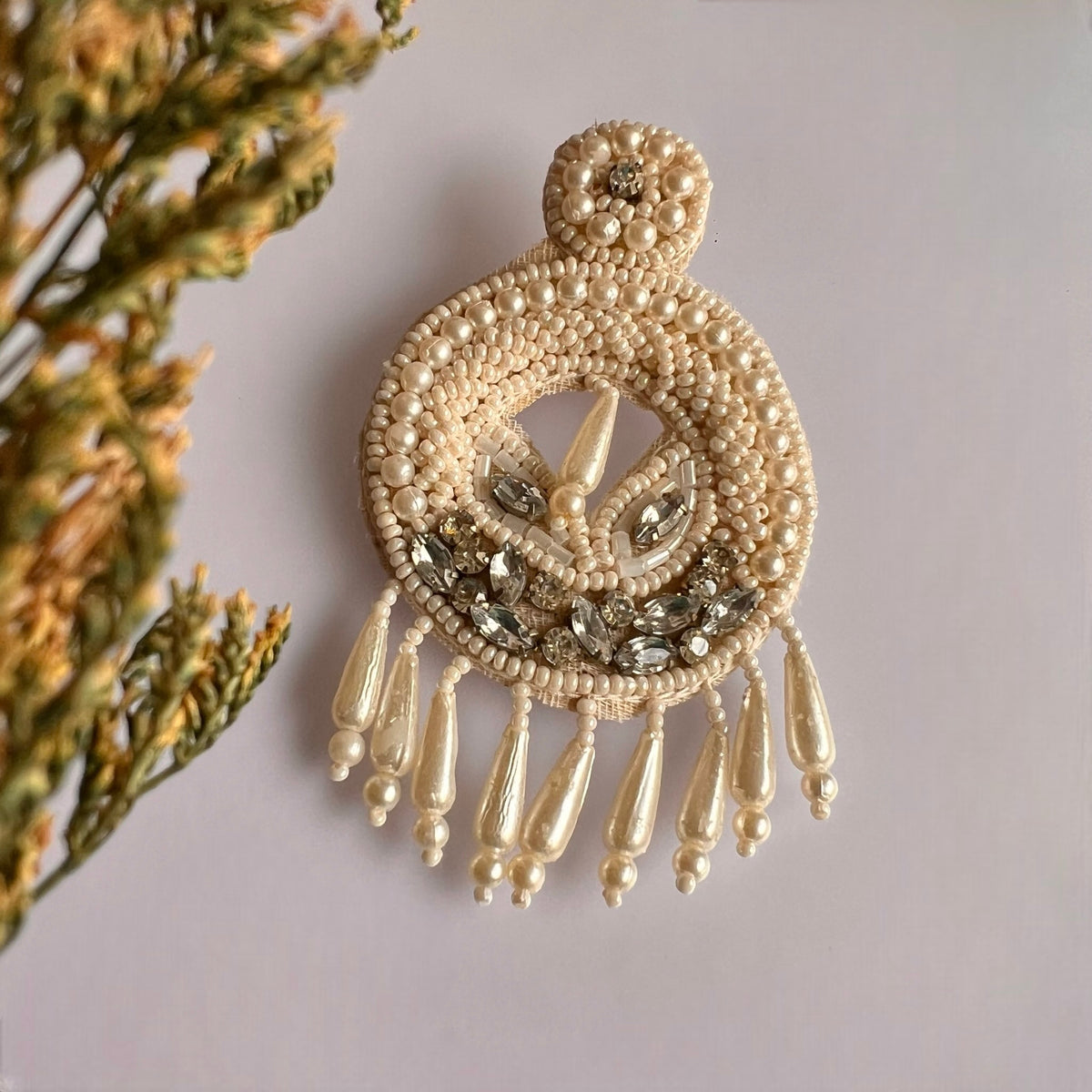 LUSH FLUTTER FABRIC AND BEADS HANDMADE EARRING ER590