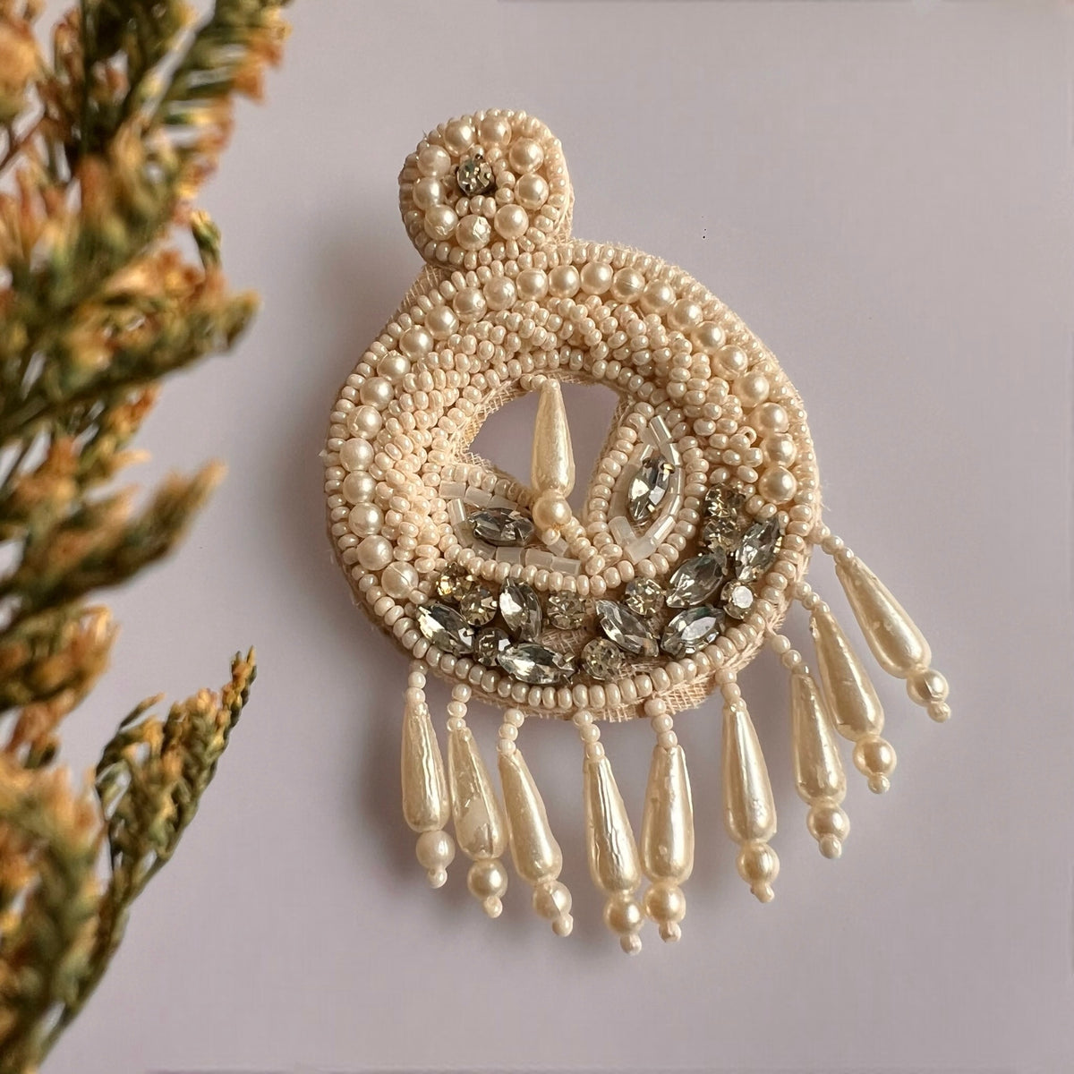 LUSH FLUTTER FABRIC AND BEADS HANDMADE EARRING ER590