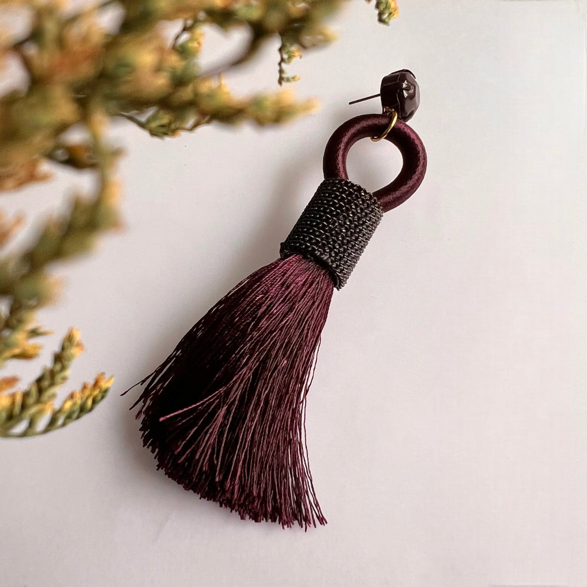 FLARE FEATHERS FABRIC AND BEADS HANDMADE EARRING ER591