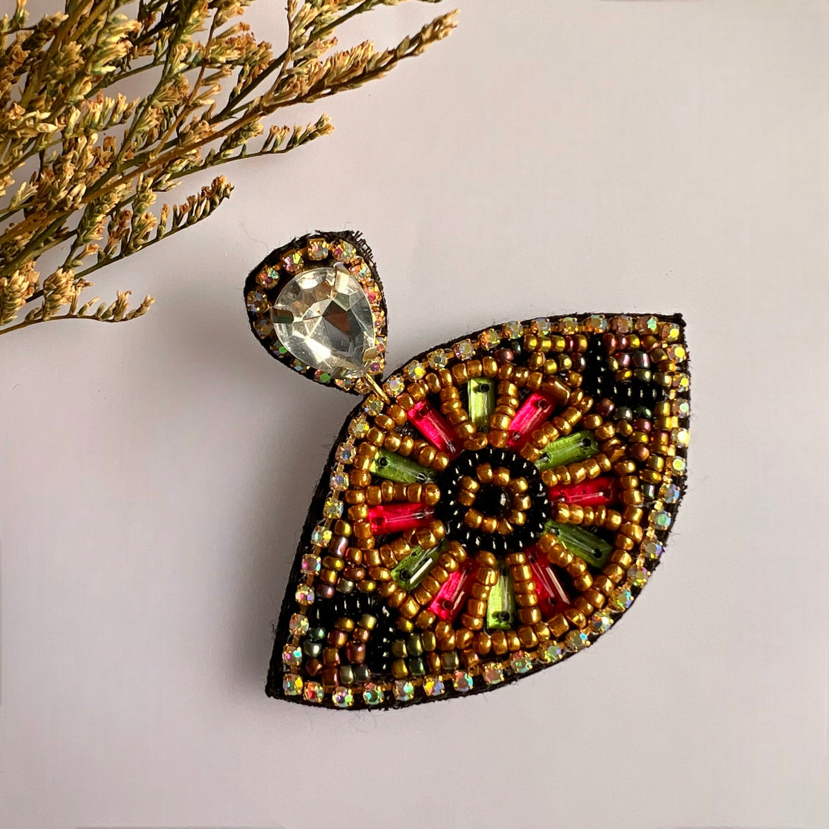 LASHGLOW FABRIC AND BEADS HANDMADE EARRING ER595