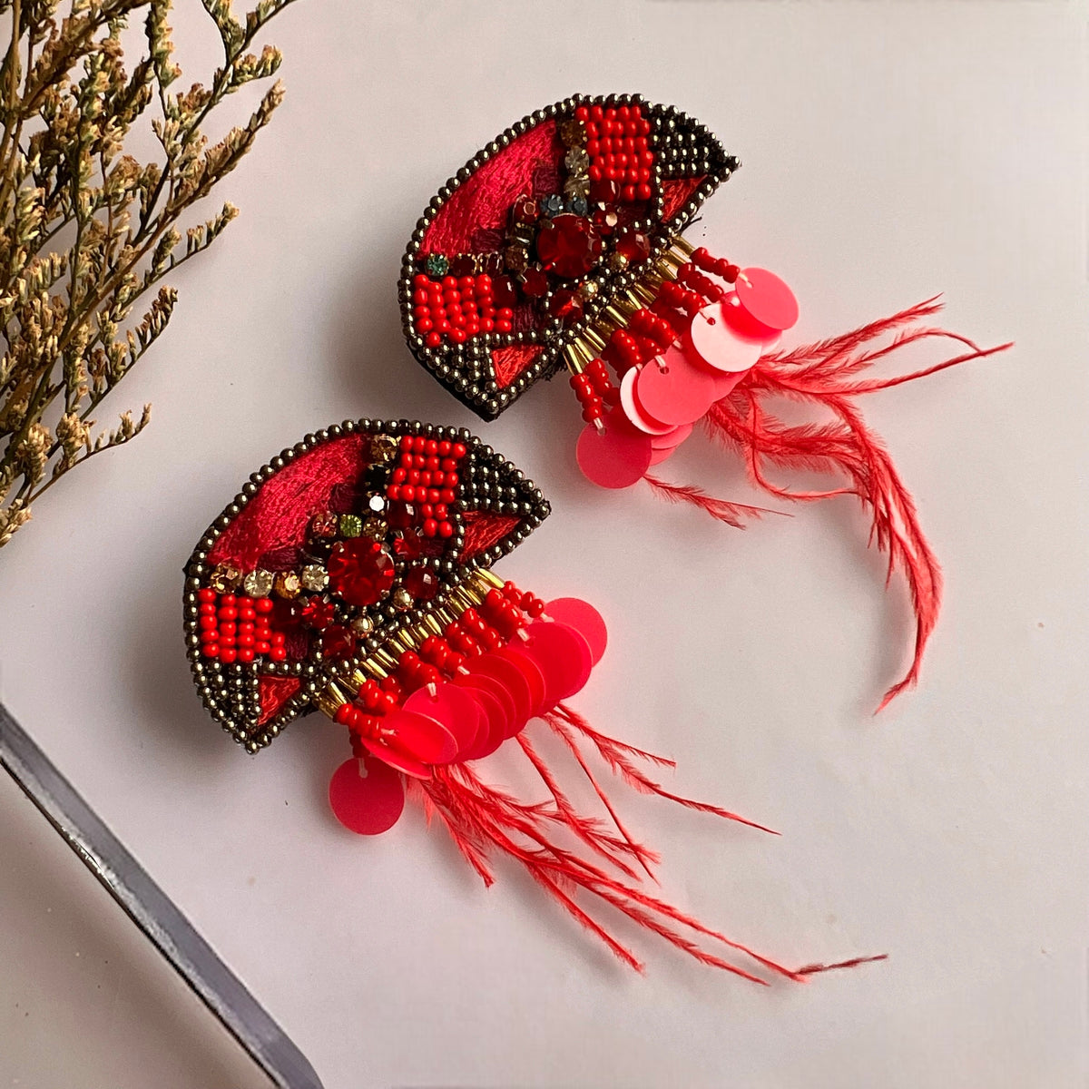 REBEL FABRIC AND BEADS HANDMADE EARRING ER596