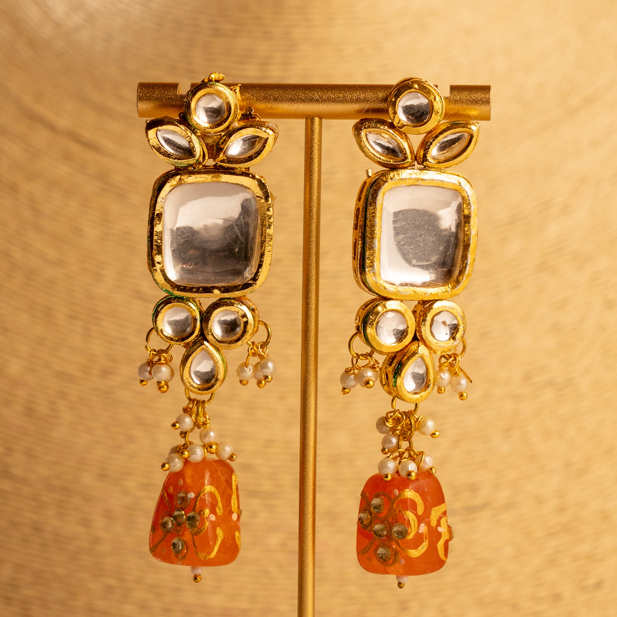 RITHIKA KUNDAN HANDMADE HAND PAINTED PEARL ANTIQUE NECKPIECE NECKLACE NL93