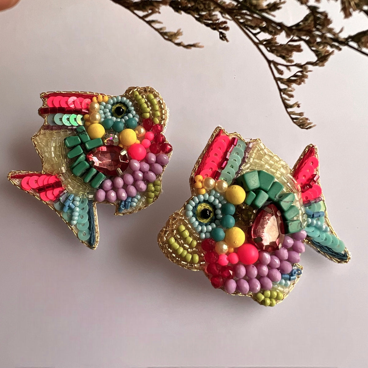 FINESTA FABRIC AND BEADS HANDMADE EARRING ER602