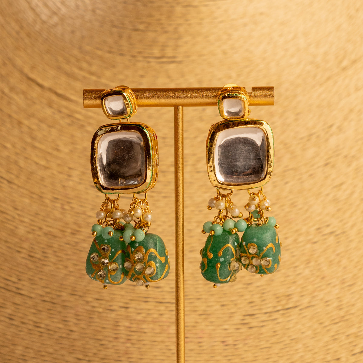 NIHARA KUNDAN BEADED HANDMADE HAND PAINTED ANTIQUE NECKPIECE NECKLACE NL95