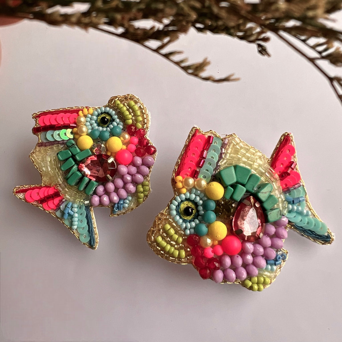 FINESTA FABRIC AND BEADS HANDMADE EARRING ER602