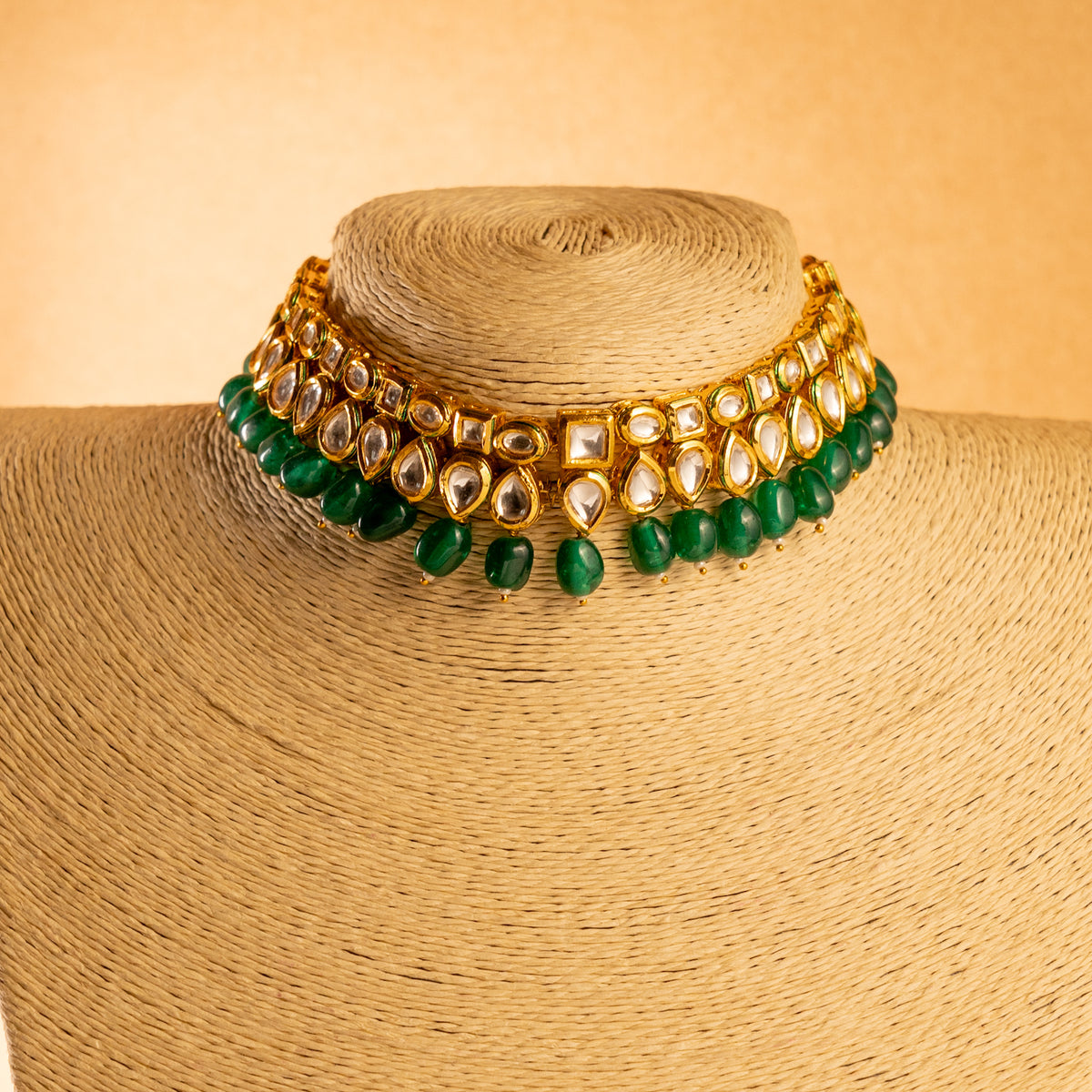 JAGATHY KUNDAN BEADED HANDMADE ANTIQUE NECKPIECE NECKLACE NL100