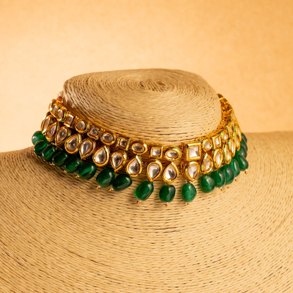 JAGATHY KUNDAN BEADED HANDMADE ANTIQUE NECKPIECE NECKLACE NL100