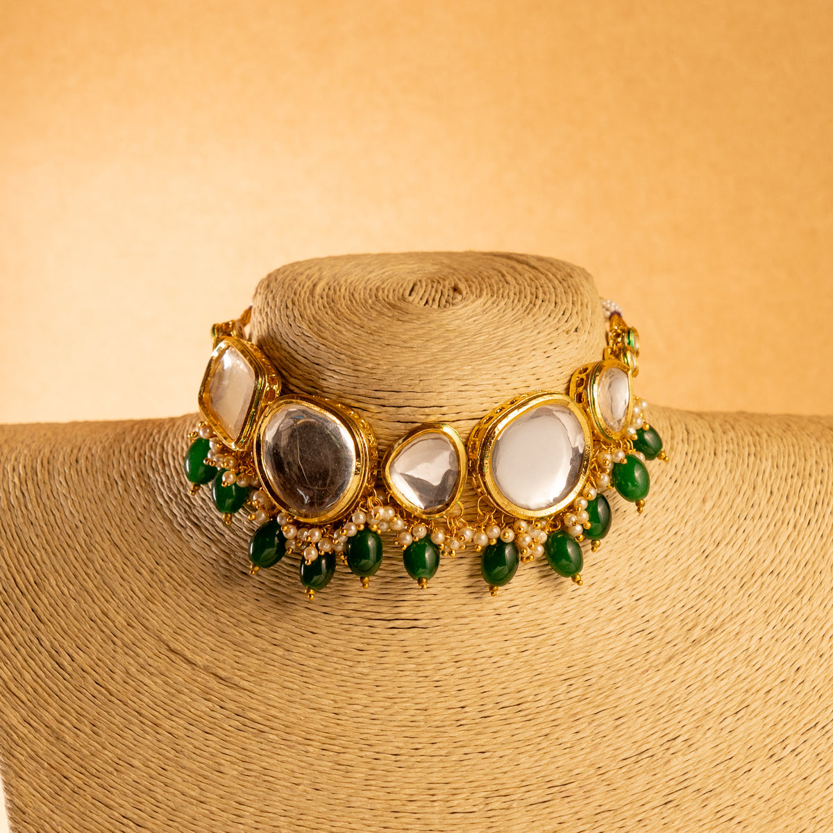 RITU KUNDAN BEADED HANDMADE ANTIQUE NECKPIECE NECKLACE NL97