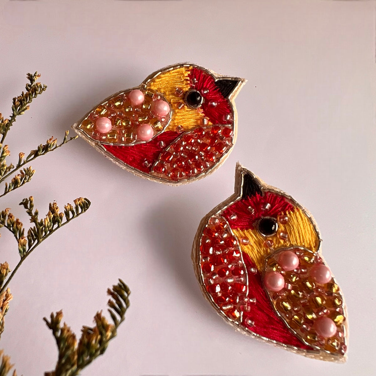 GLEAMBLOOM FABRIC AND BEADS HAND STITCHED EARRING ER584