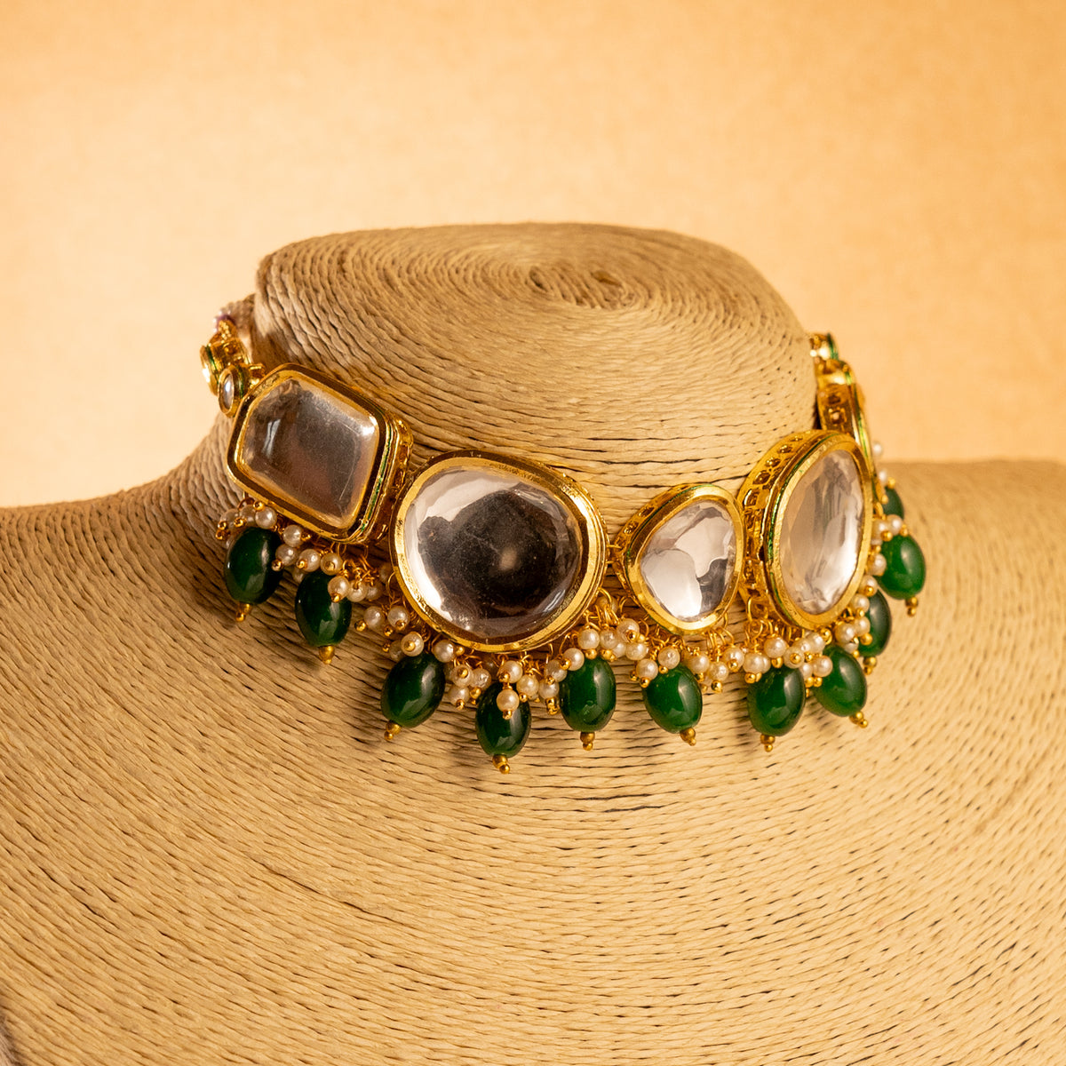 RITU KUNDAN BEADED HANDMADE ANTIQUE NECKPIECE NECKLACE NL97