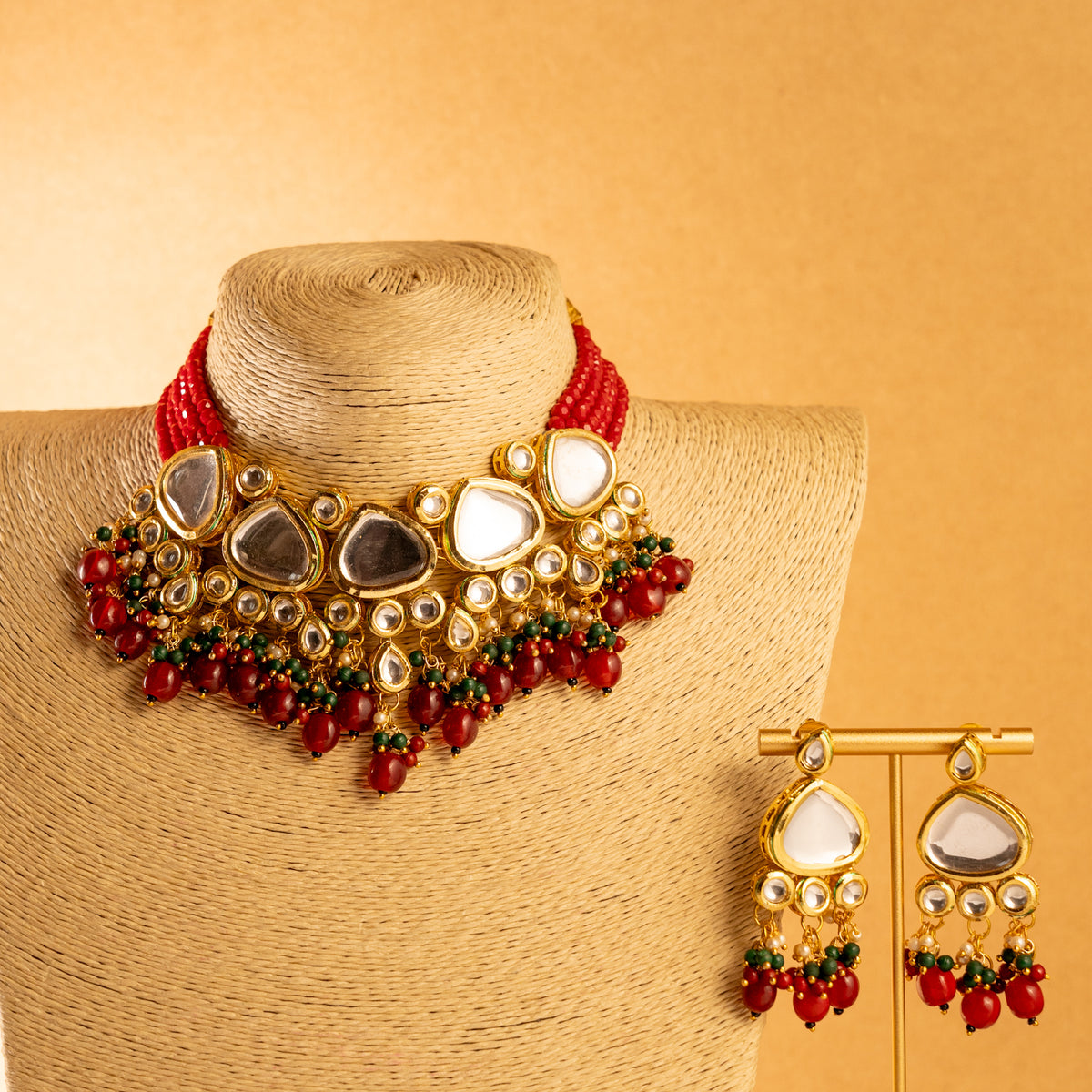 KINA KUNDAN HANDMADE ANTIQUE NECKPIECE NECKLACE NL96