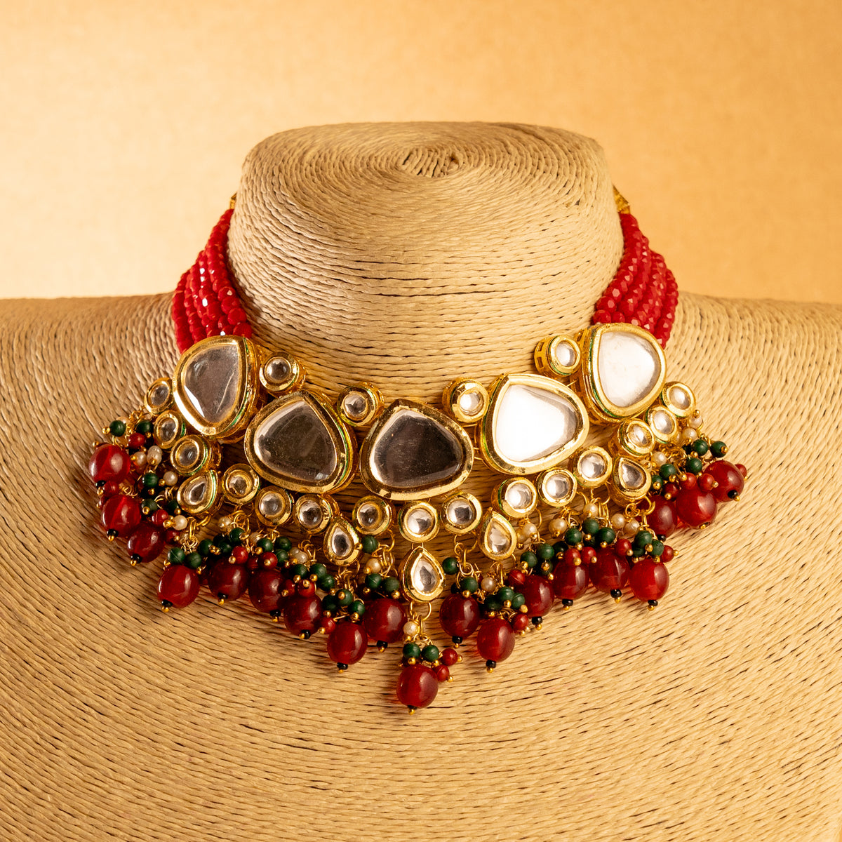 KINA KUNDAN HANDMADE ANTIQUE NECKPIECE NECKLACE NL96