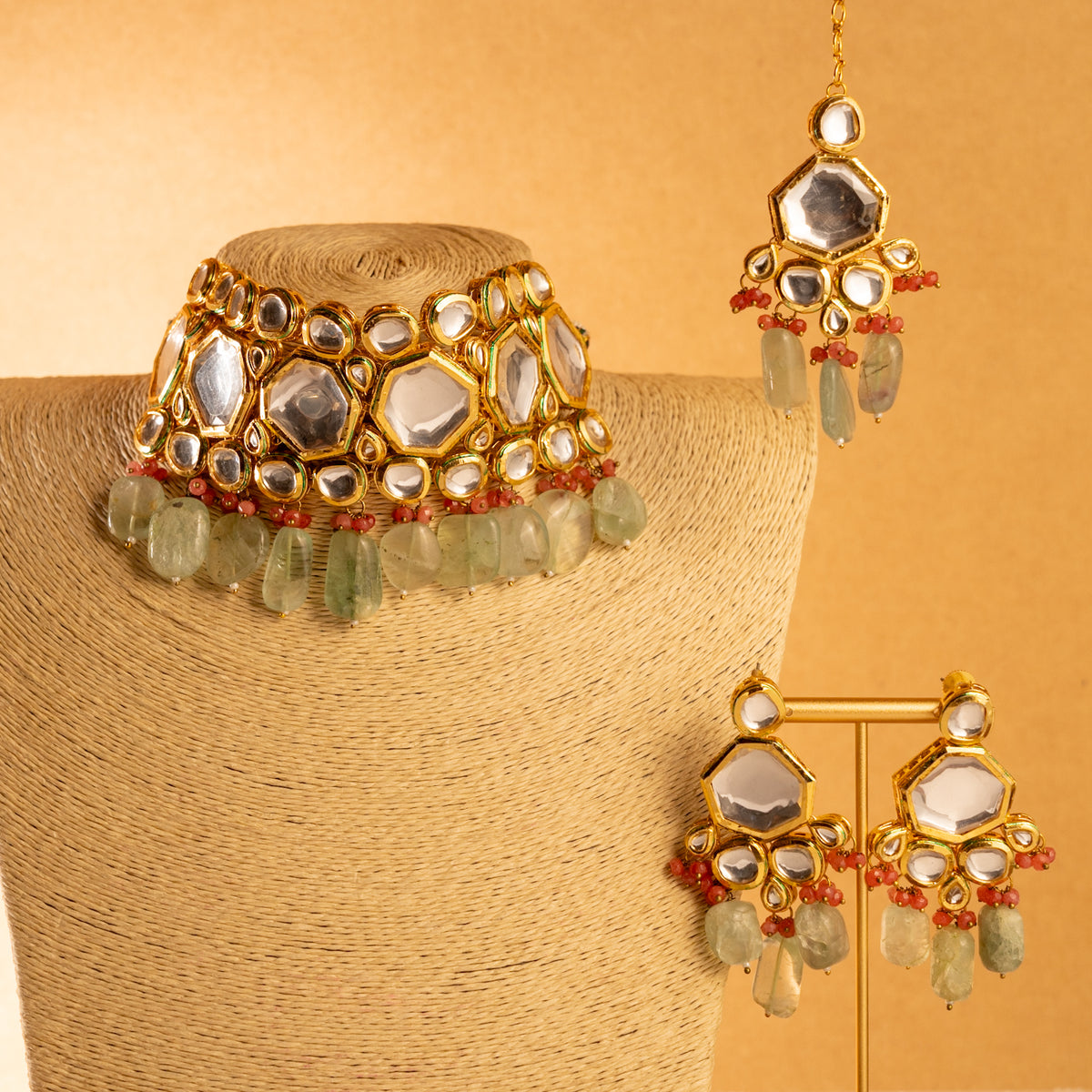 MAYHITA KUNDAN BEADED HANDMADE ANTIQUE NECKPIECE NECKLACE NL104