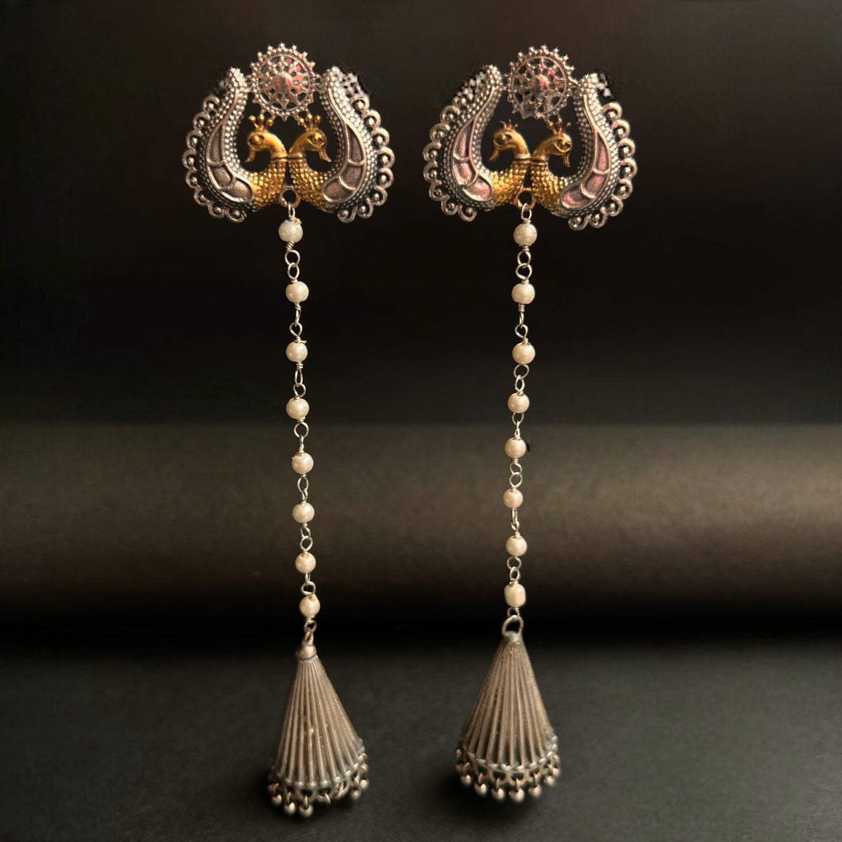 VAANAH SILVER LOOK ALIKE RAW AND RUSTIC ANTIQUE SEMI HANDMADE EARRINGS ER440