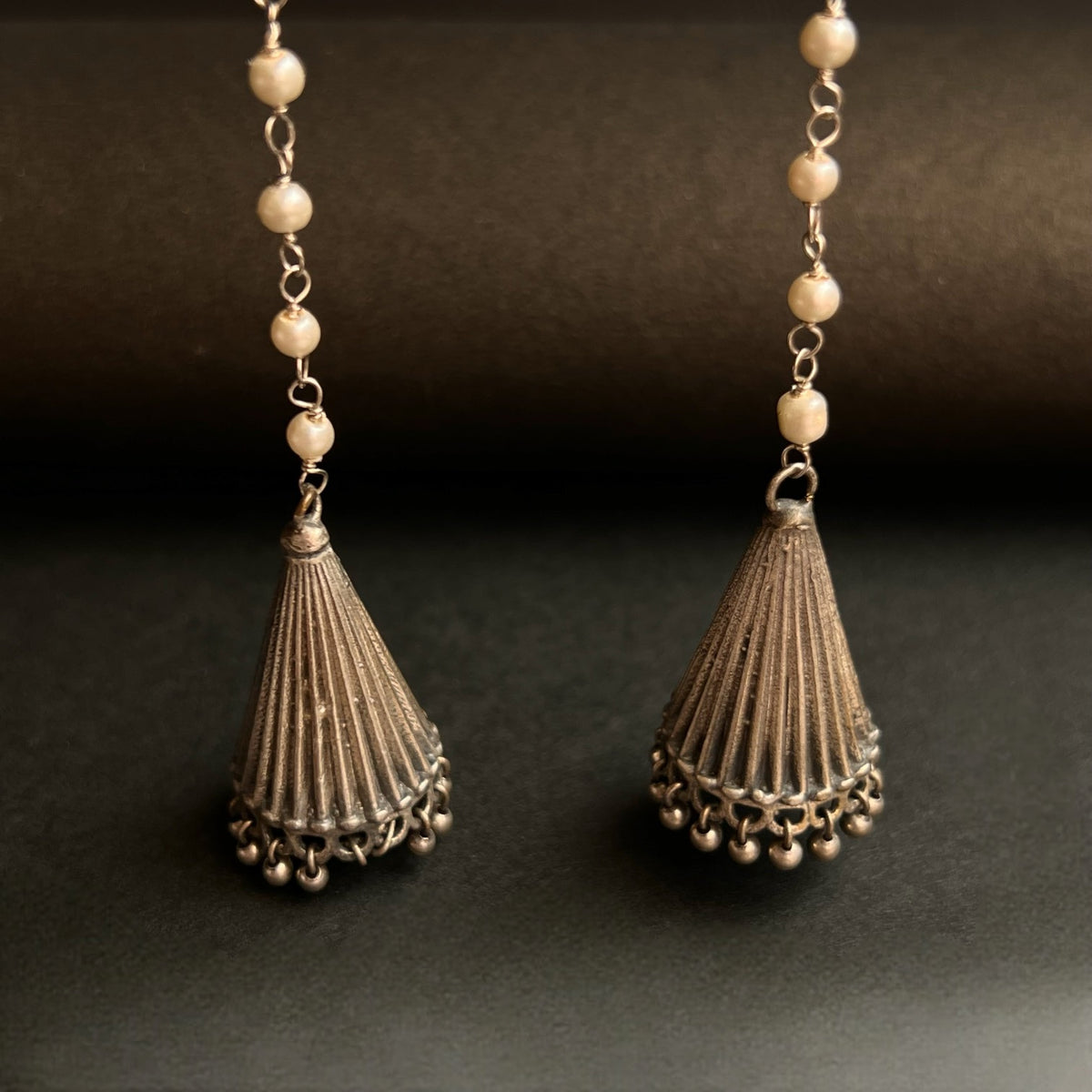 VAANAH SILVER LOOK ALIKE RAW AND RUSTIC ANTIQUE SEMI HANDMADE EARRINGS ER440