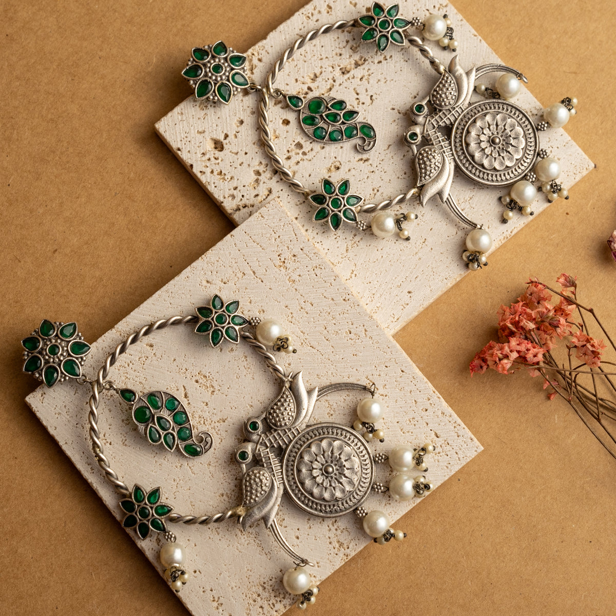 LITIGA FAUX SILVER HANDMADE AND HAND HAMMERED BIJOUX PREMIUM AND EXCLUSIVE EARRINGS ER656