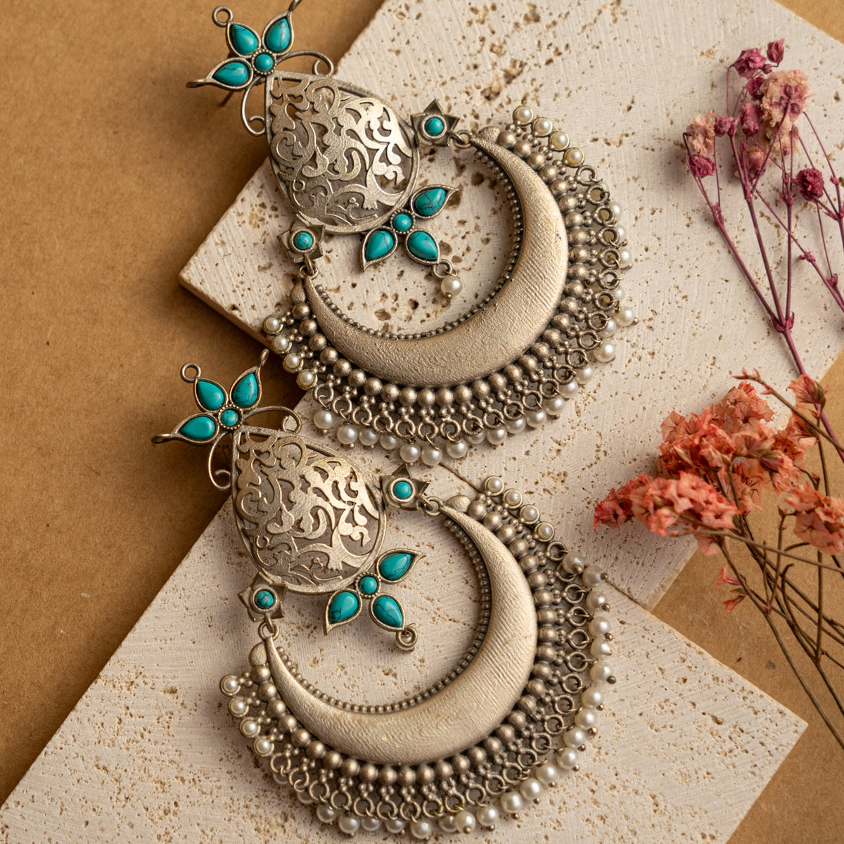 ANVIKA FAUX SILVER SEMI HANDMADE DANGLERS/ EARRINGS ER657