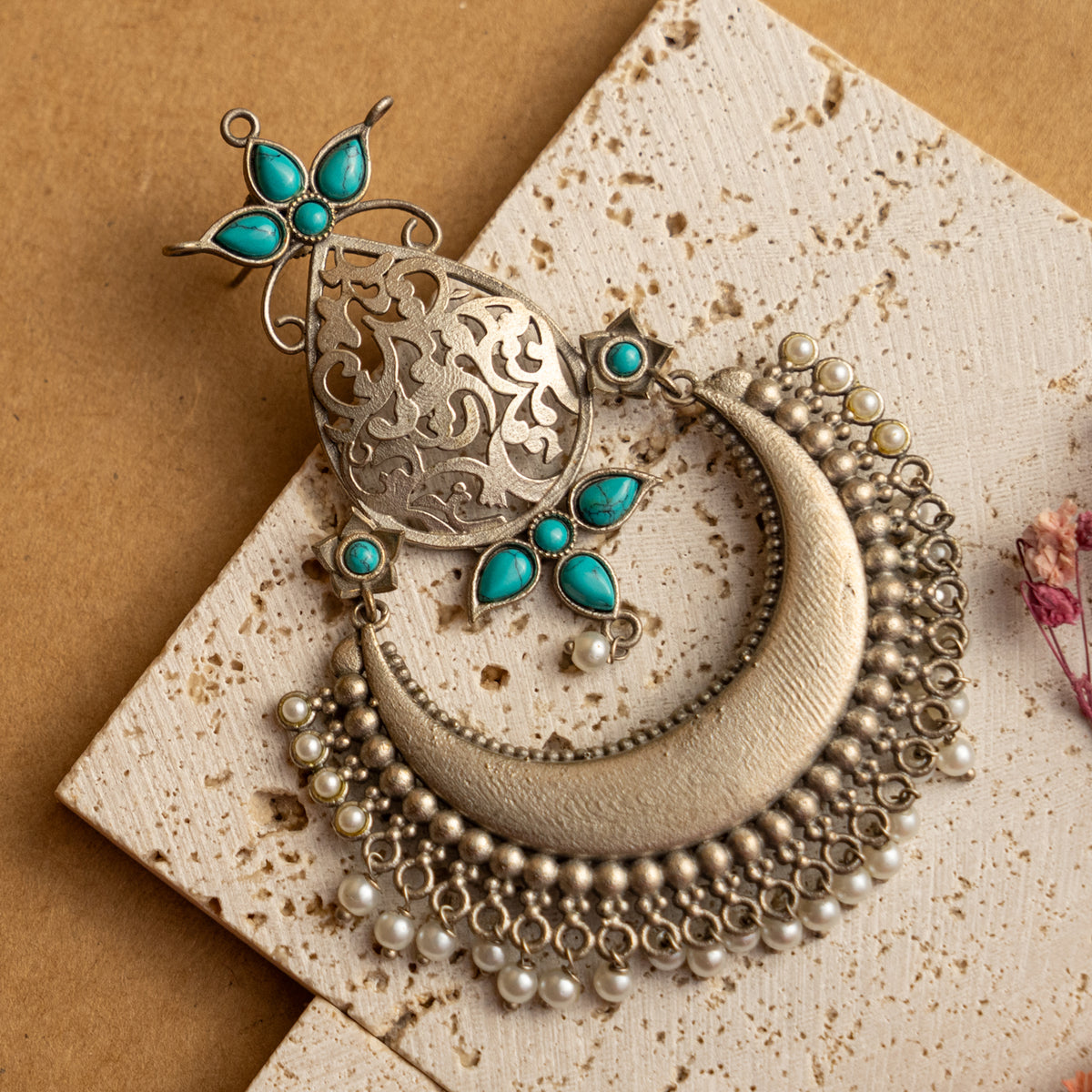 ANVIKA FAUX SILVER SEMI HANDMADE DANGLERS/ EARRINGS ER657