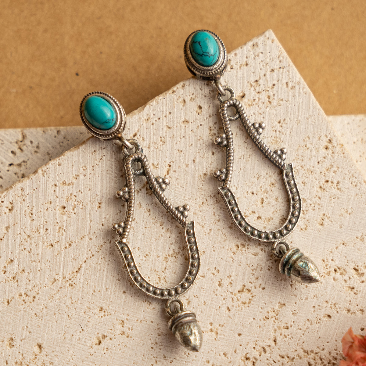 SAANVI FAUX SILVER SEMI HANDMADE DANGLERS EARRINGS ER659