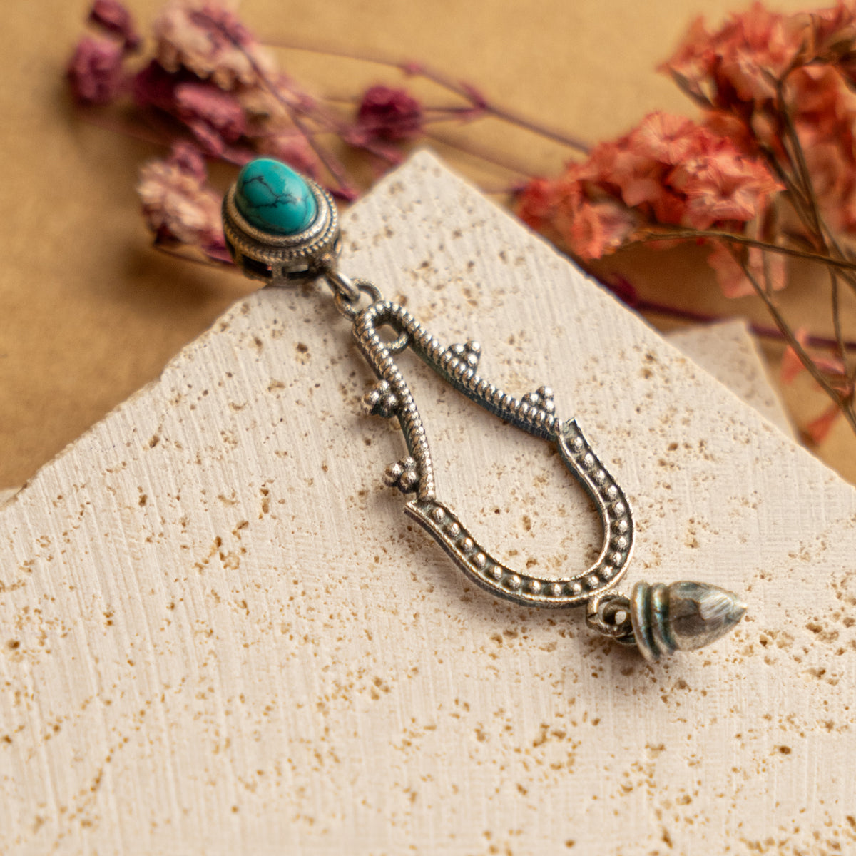 SAANVI FAUX SILVER SEMI HANDMADE DANGLERS EARRINGS ER659