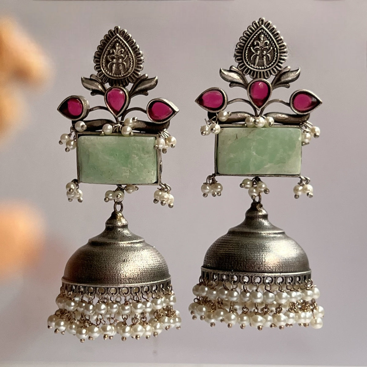 JONIDA  HANDMADE PREMIUM RAW STONES EARRINGS/JHUMKAS ER261