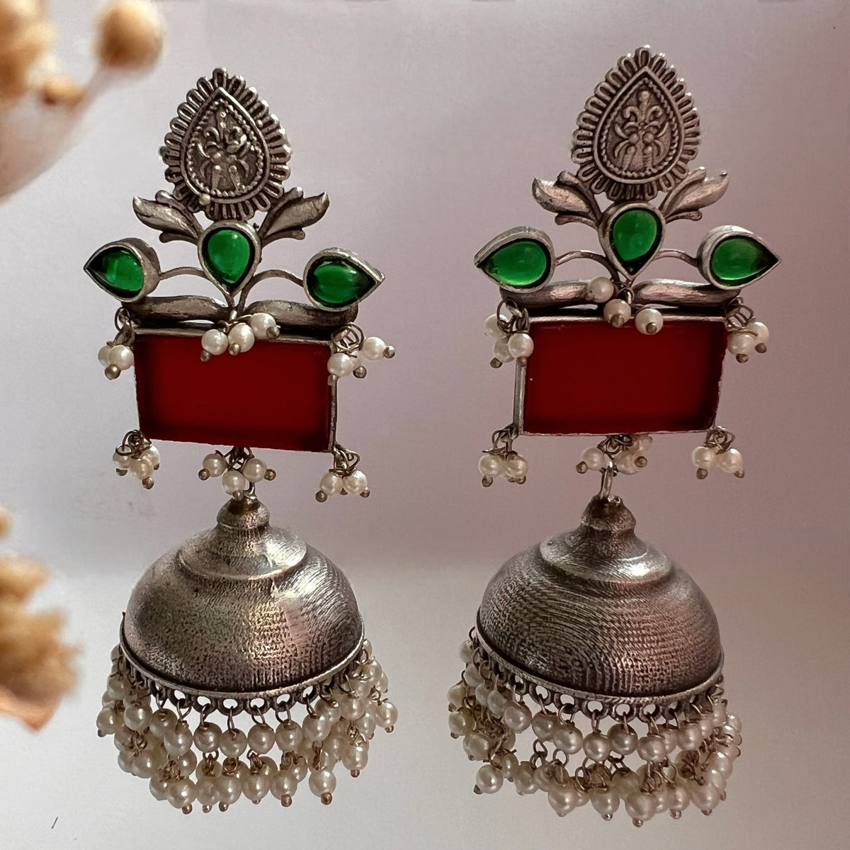 JONIDA  HANDMADE PREMIUM RAW STONES EARRINGS/JHUMKAS ER261