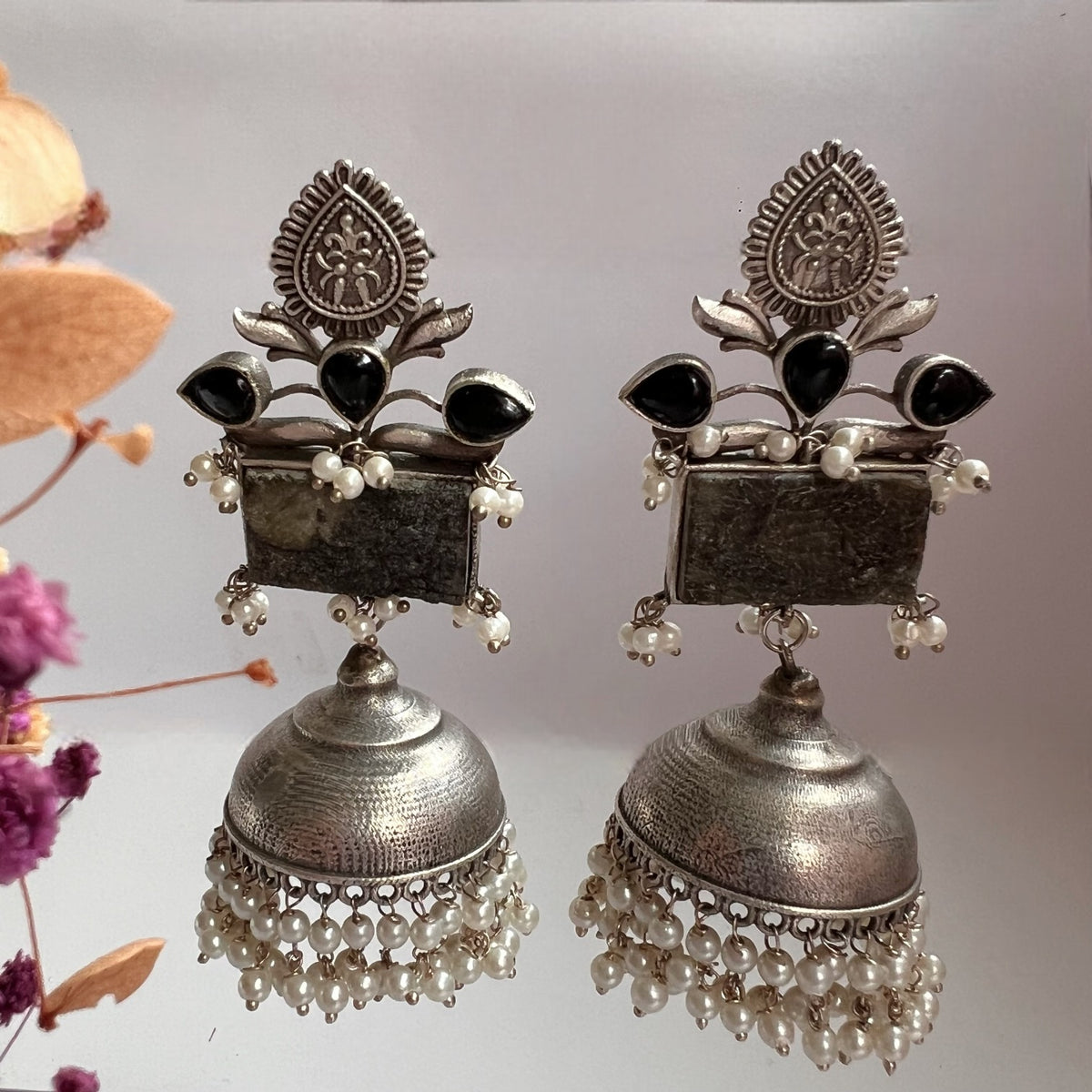 JONIDA  HANDMADE PREMIUM RAW STONES EARRINGS/JHUMKAS ER261