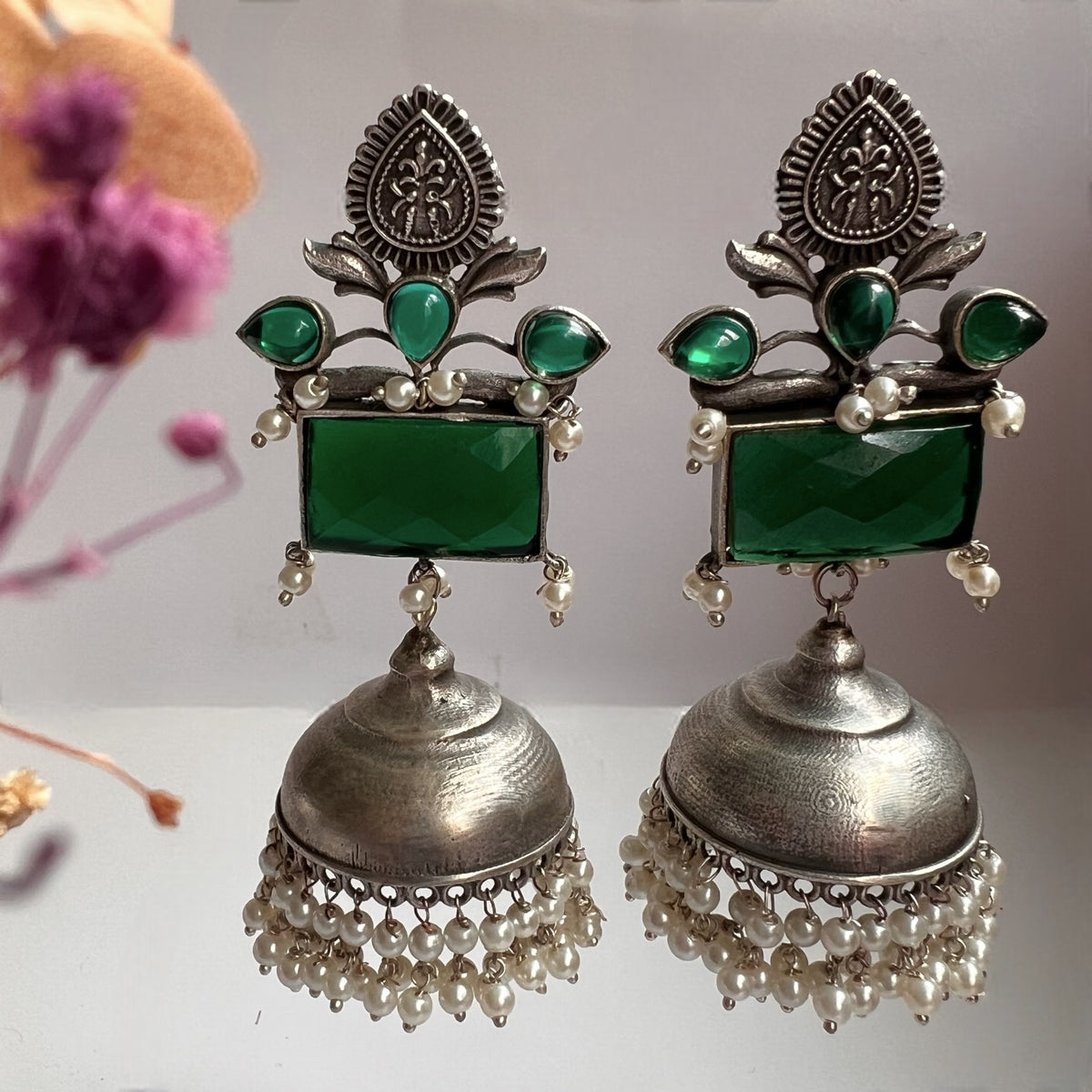 JONIDA  HANDMADE PREMIUM RAW STONES EARRINGS/JHUMKAS ER261